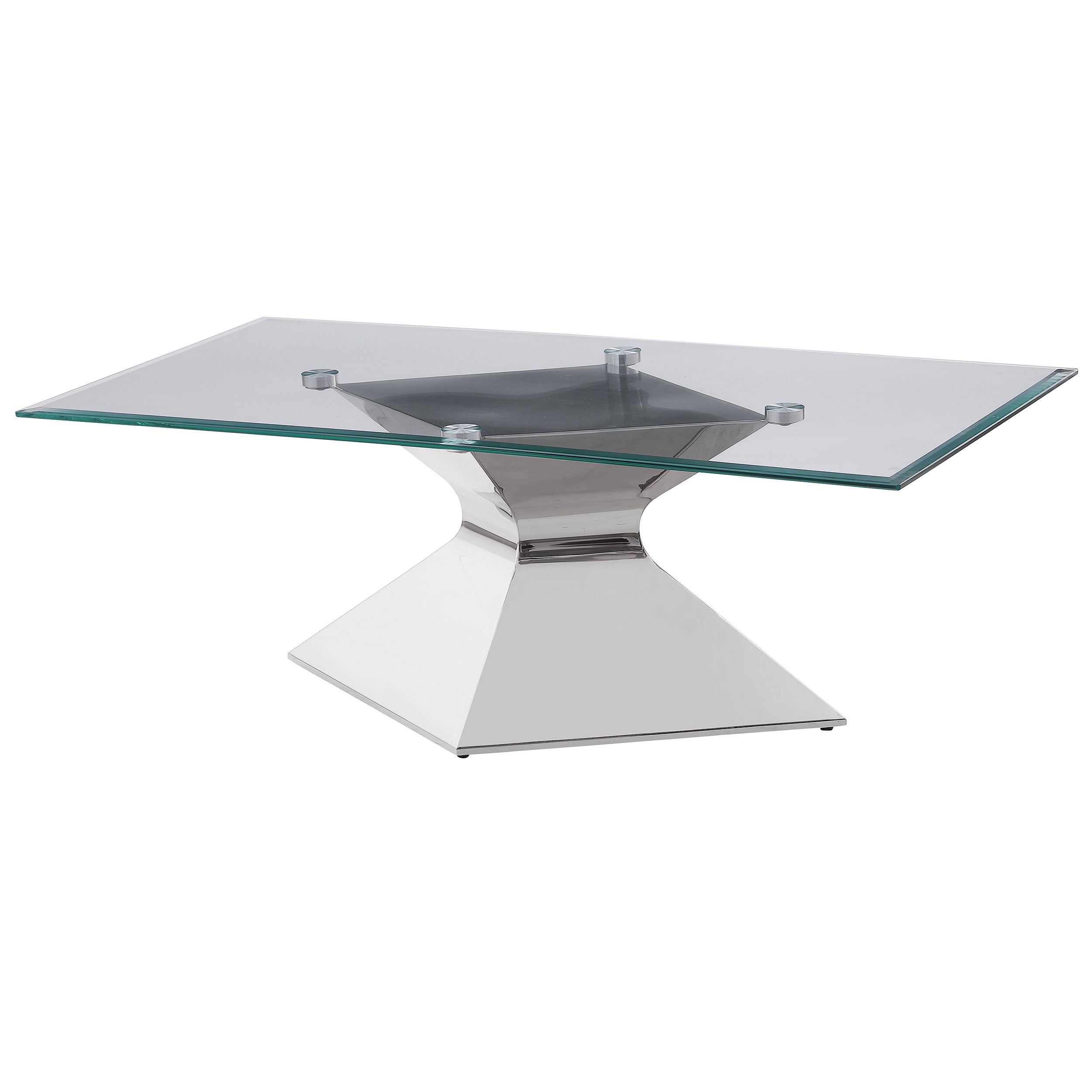 Jenny Glass Top Stainless Steel Coffee Table Chrome — view 4