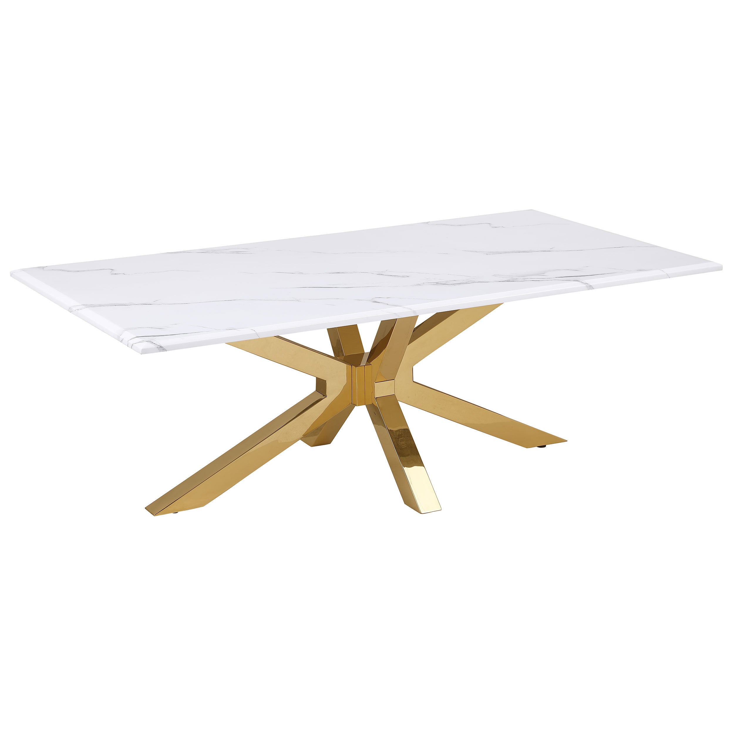 Visalia Faux Marble Top Stainless Steel Coffee Table Gold — view 1