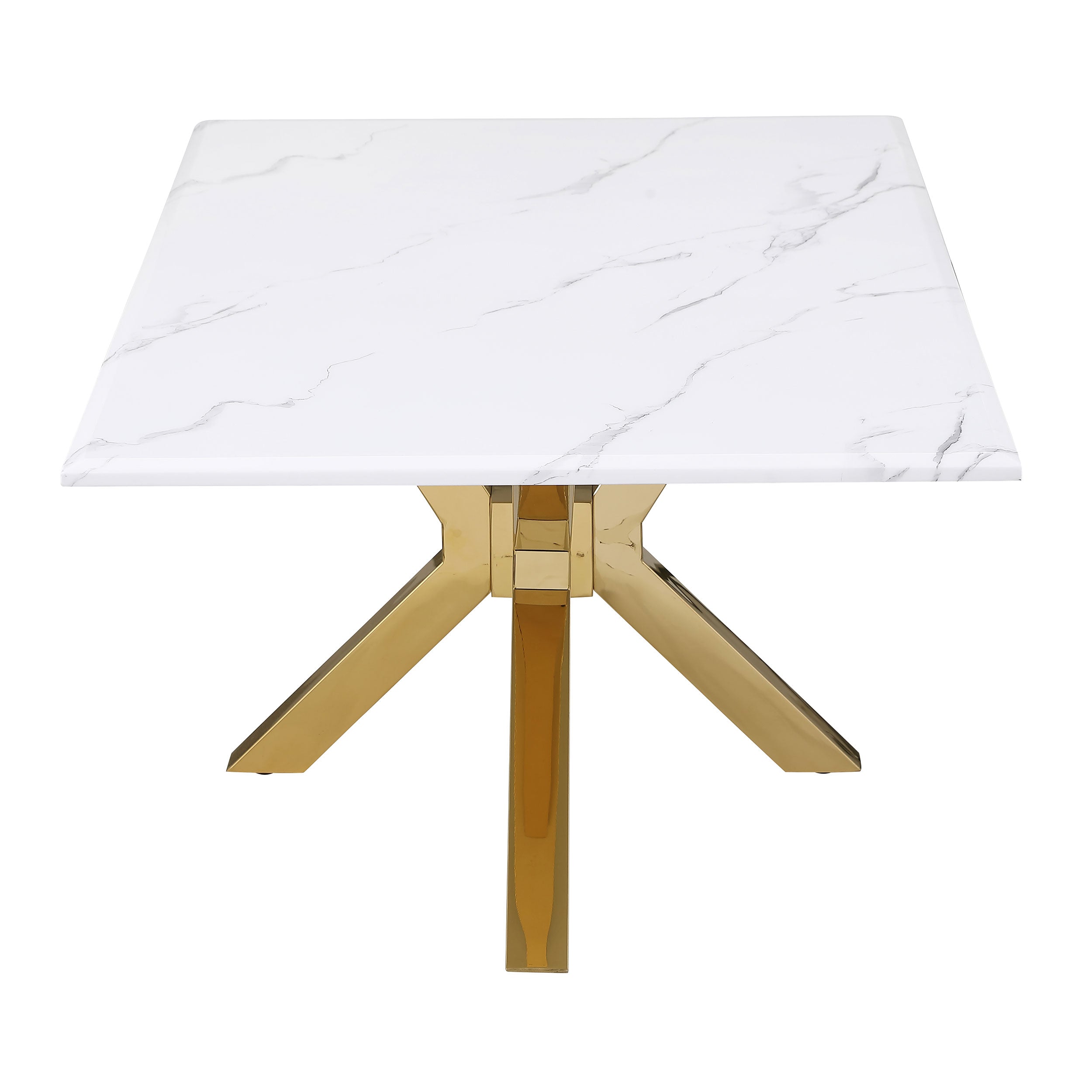 Visalia Faux Marble Top Stainless Steel Coffee Table Gold — view 5