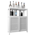 Bamboo Large Capacity Storage Cabinet With Shelves For Bathroom And Living Room - White