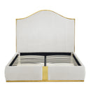 Corduroy Upholstered Bed Frame Queen Size 59.5" Tall  Headboard Queen Bed Frame Metal Decoration /No Box Spring Needed