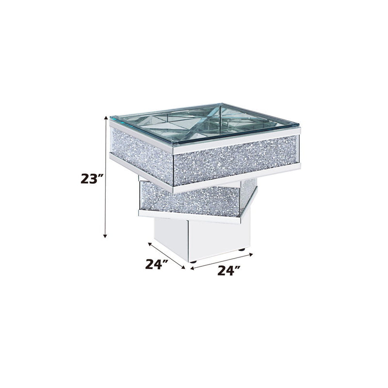 Noralie - 24" X 24" End Table - Mirrored & Faux Diamonds