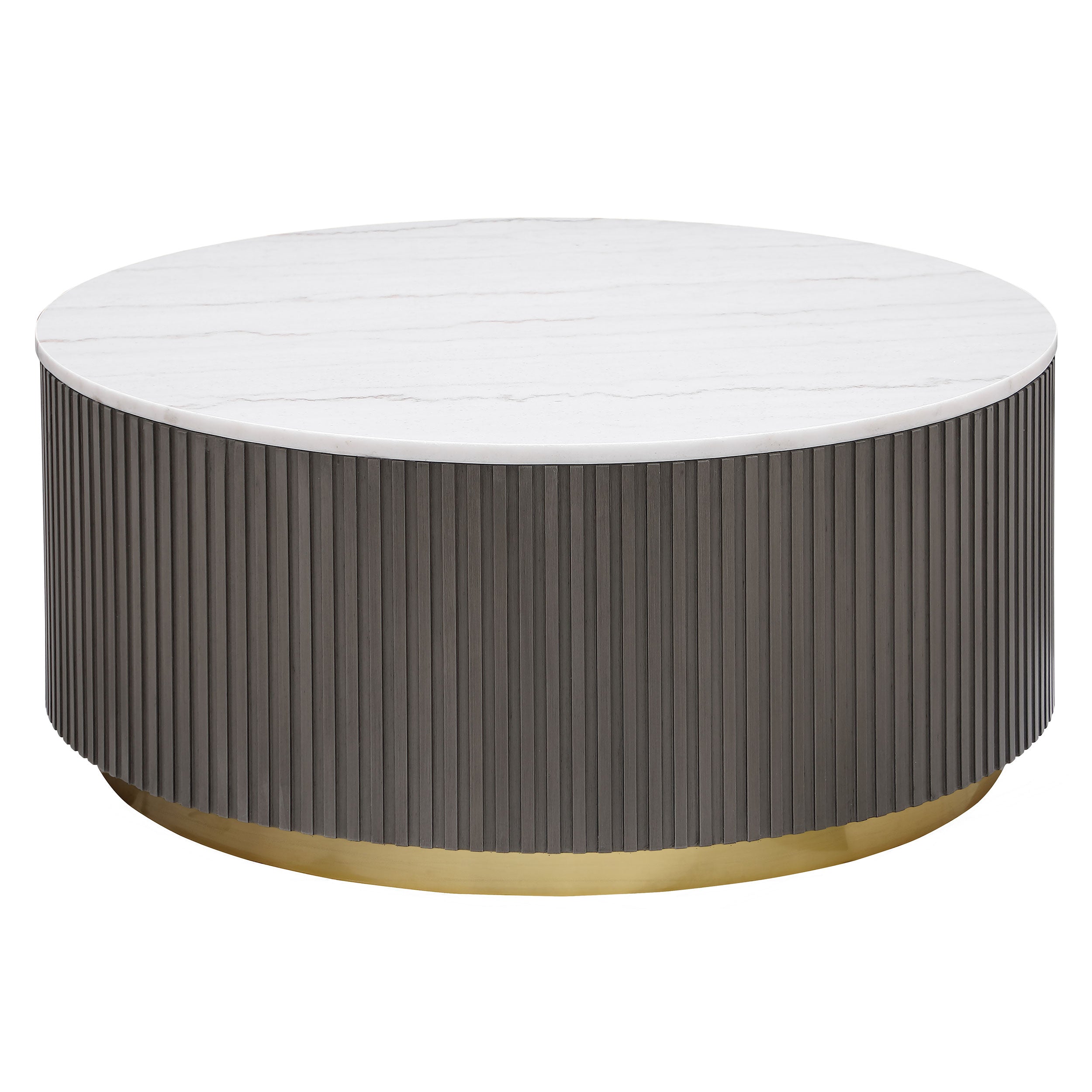 Jason Round White Marble Top Coffee Table Charcoal — view 1