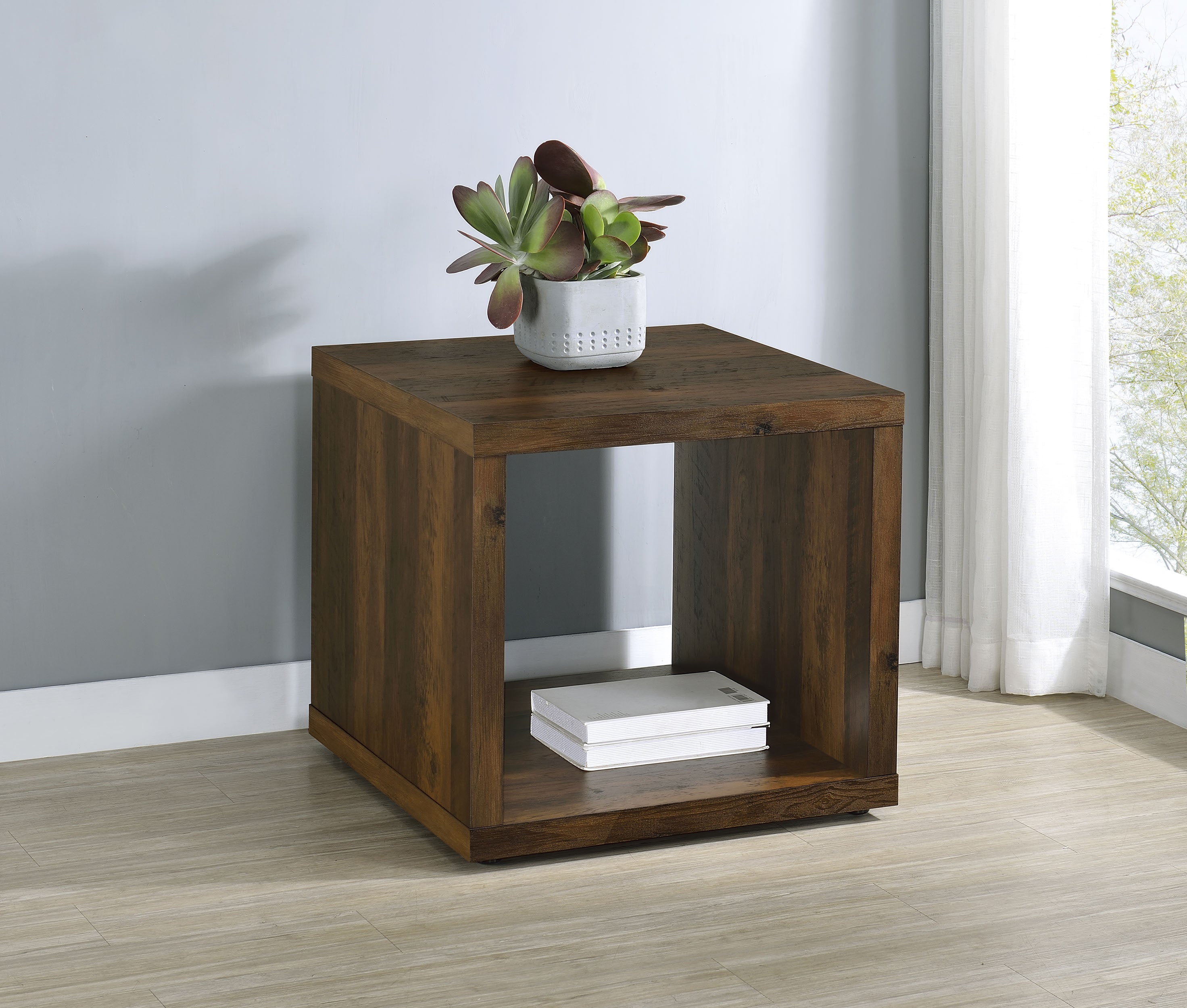 Frisco Square Engineered Wood Side End Table Dark Pine — view 2