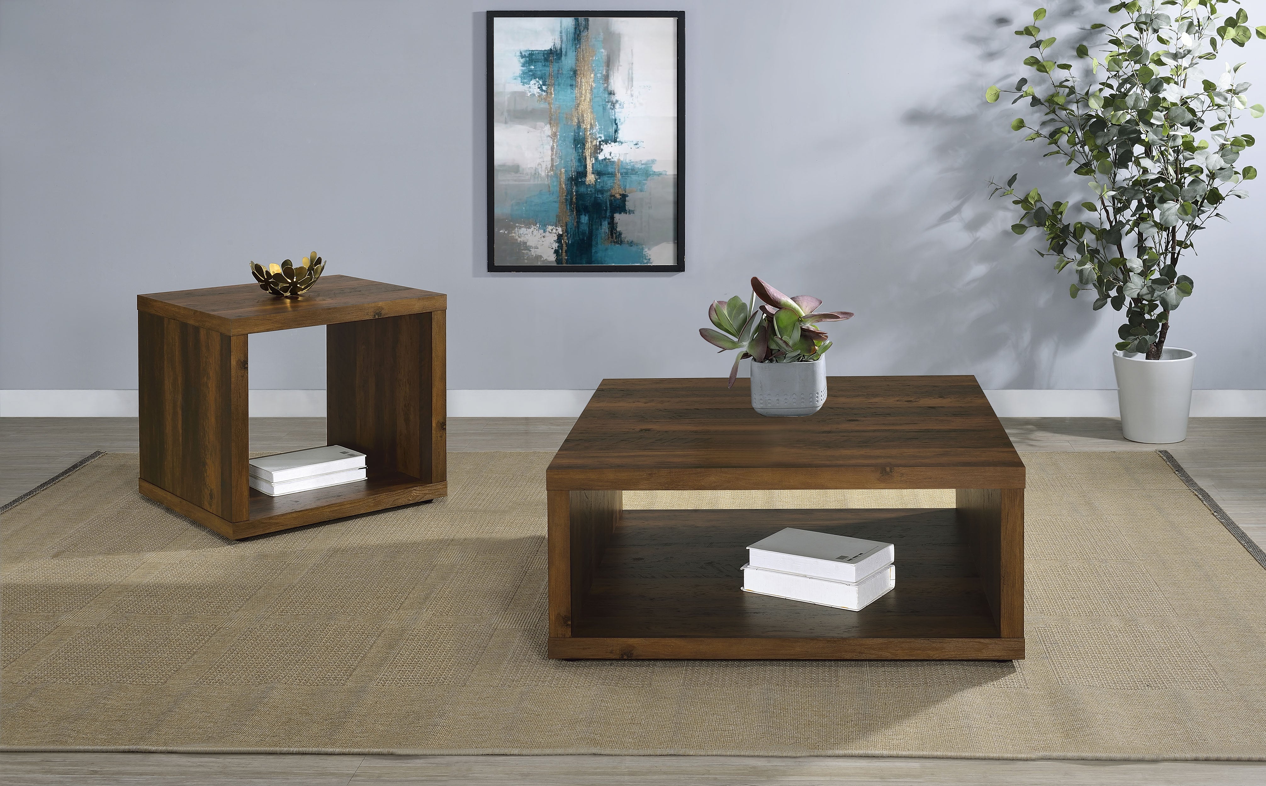 Frisco 2-piece Coffee and End Table Set Dark Pine — view 1