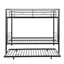 Full Over Full Modern Metal Bunk Bed With Trundle - Black