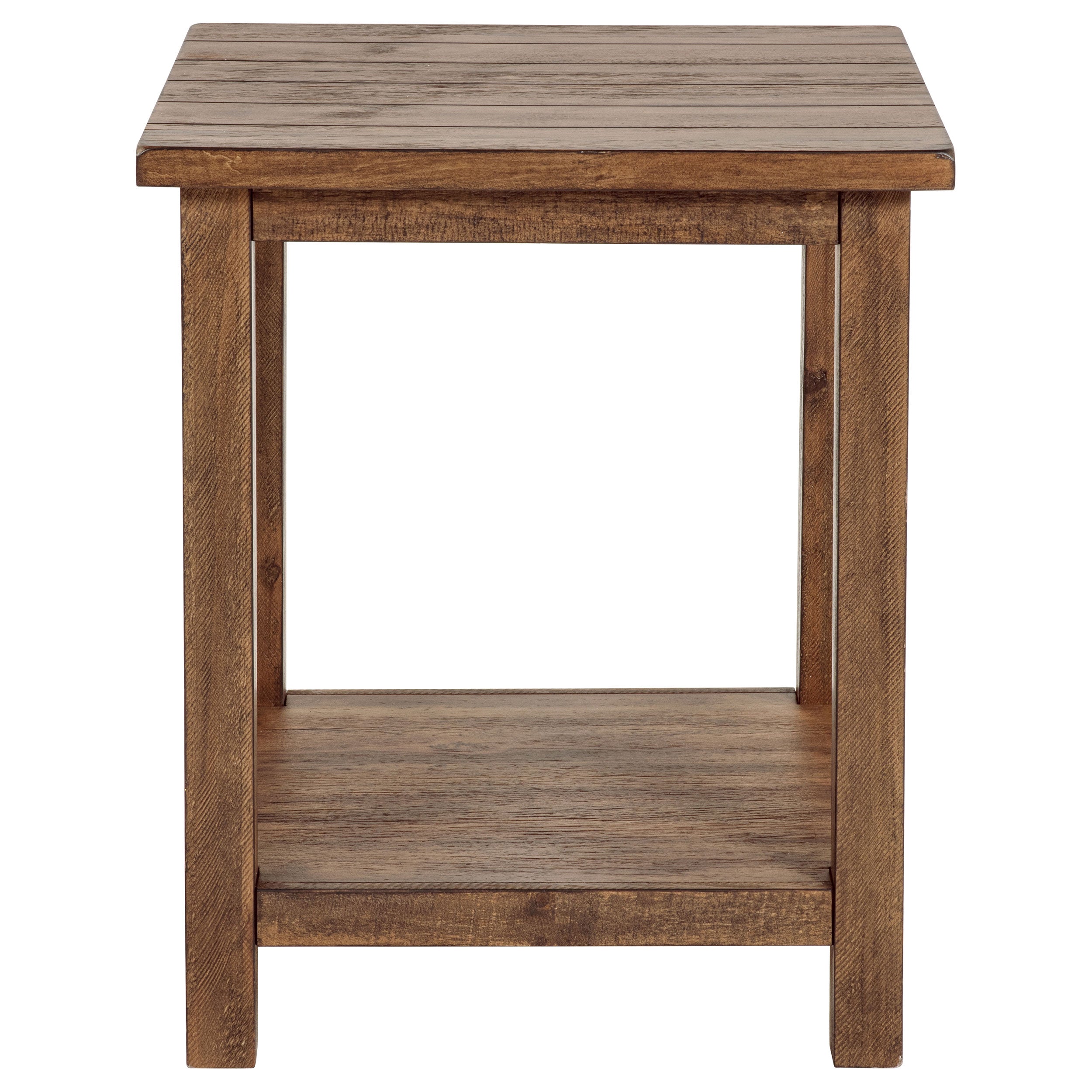 Payne Wood End Table with Shelf Distressed Brown — view 3