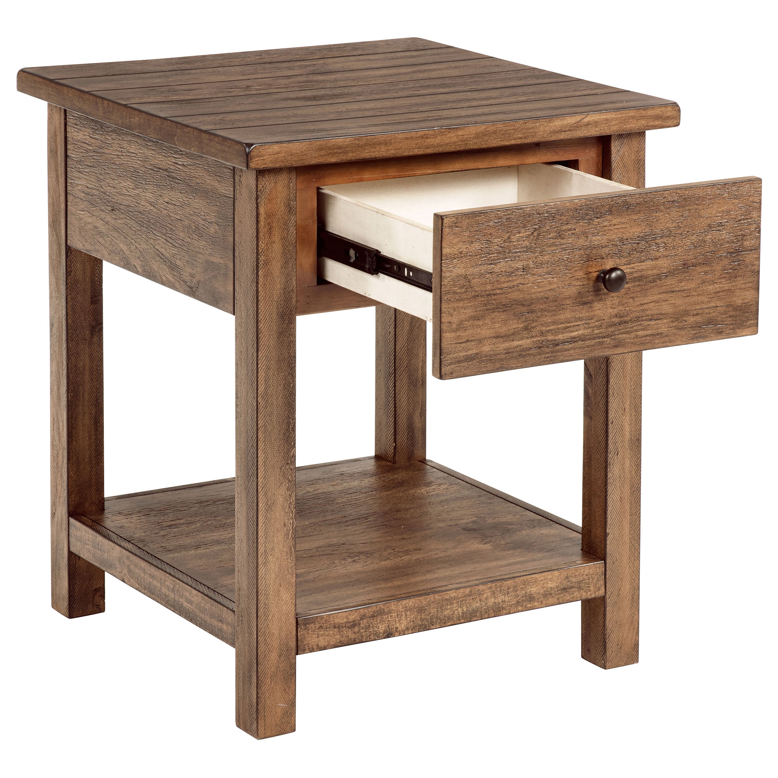 Payne 1-drawer Wood End Table with Shelf Distressed Brown — view 3