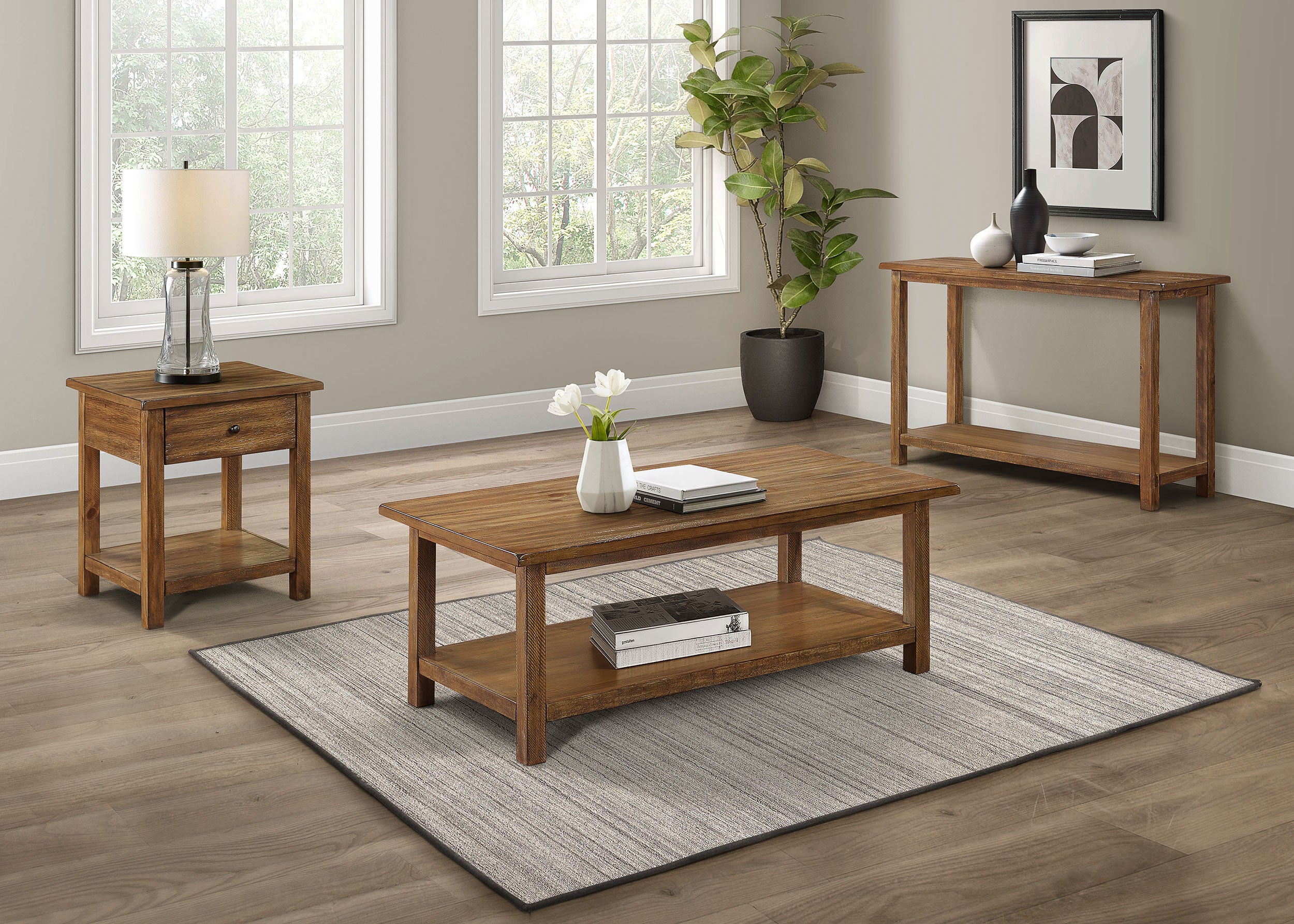 Payne 1-drawer Wood End Table with Shelf Distressed Brown — view 9