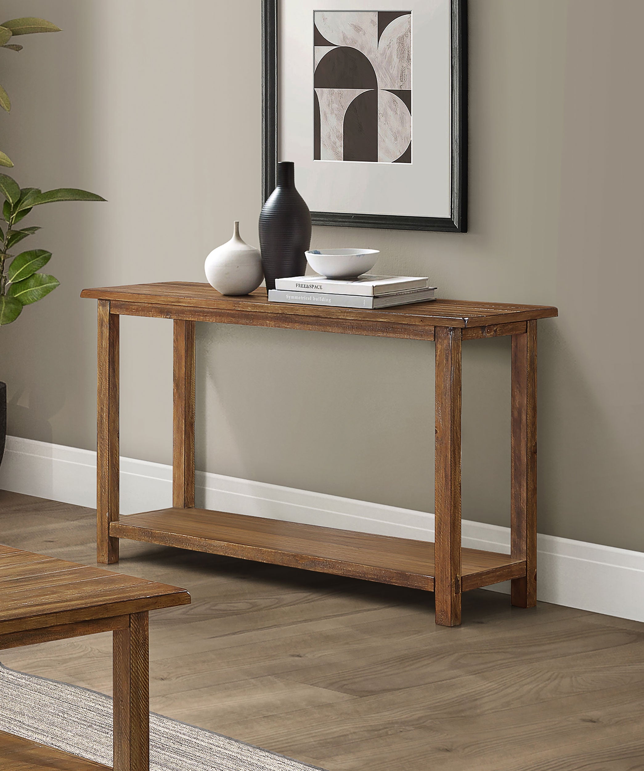 Payne Wood Entryway Sofa Console Table Distressed Brown — view 2