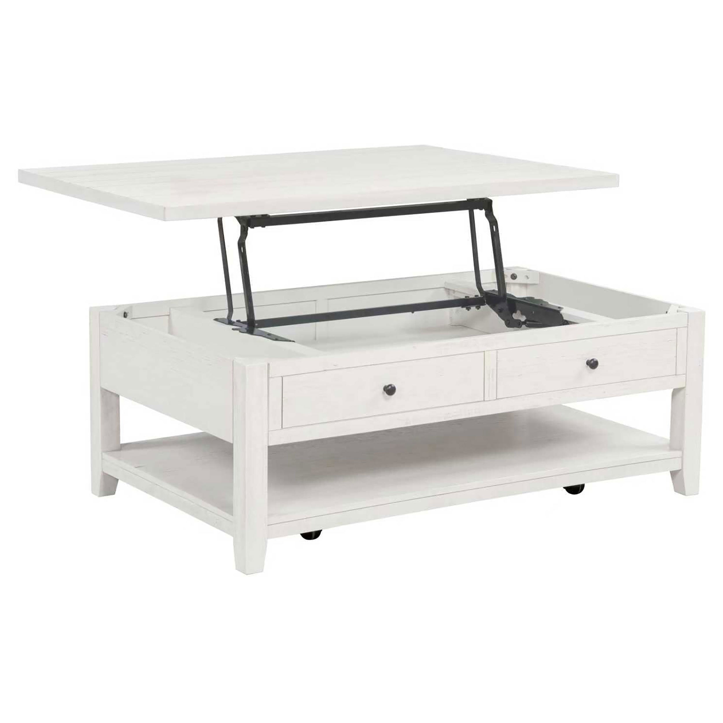 Payne 48-inch Mobile Lift Top Coffee Table Distressed White — view 1