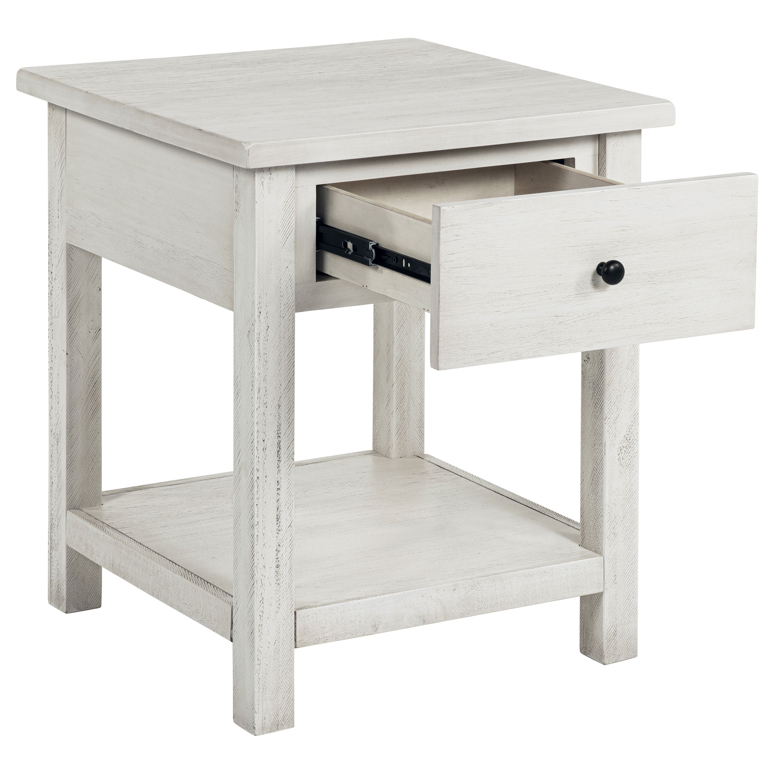 Payne 1-drawer Wood End Table with Shelf Distressed White — view 3