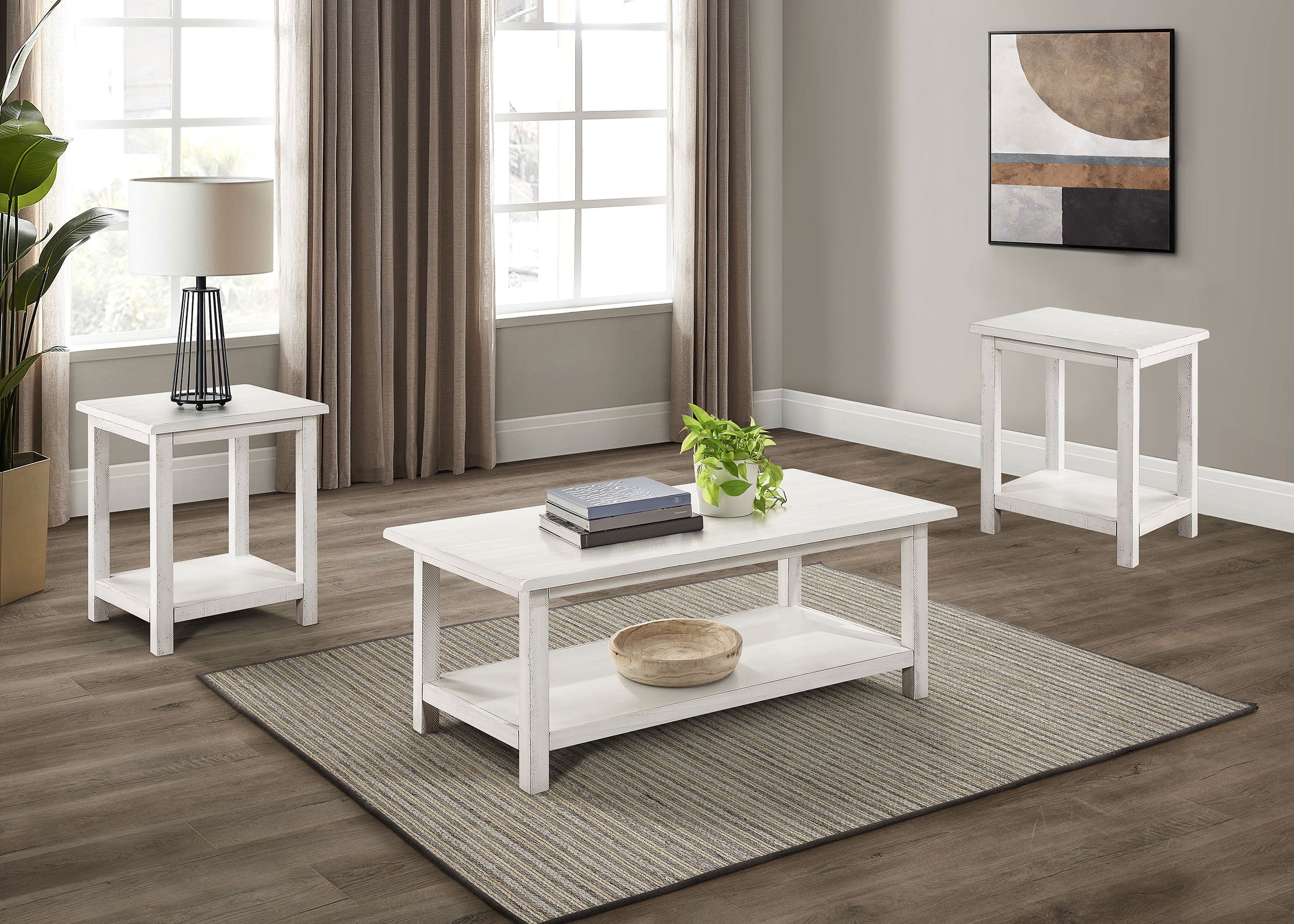 Payne 3-piece Coffee and End Table Set Distressed White — view 1