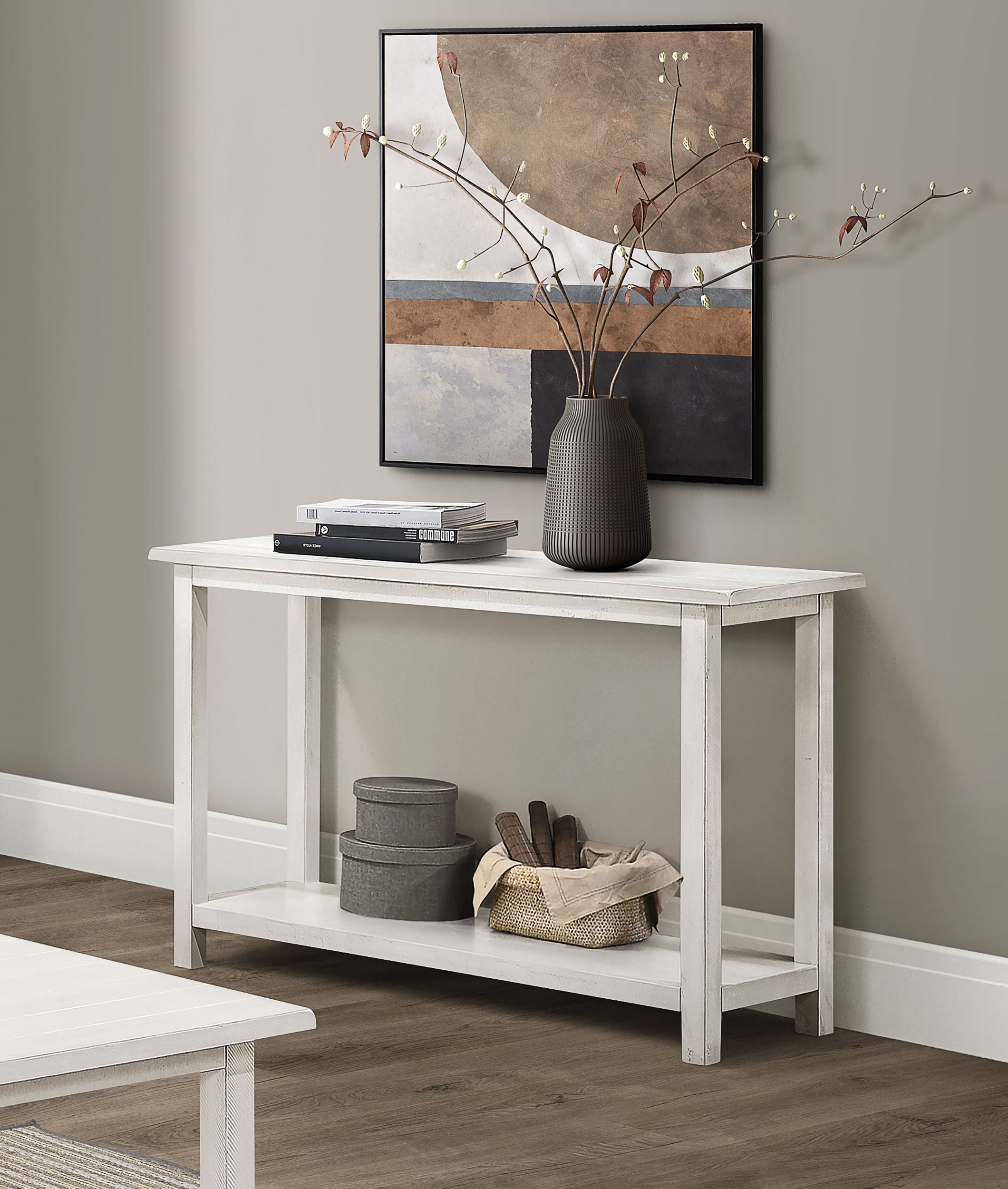 Payne Wood Entryway Sofa Console Table White — view 2