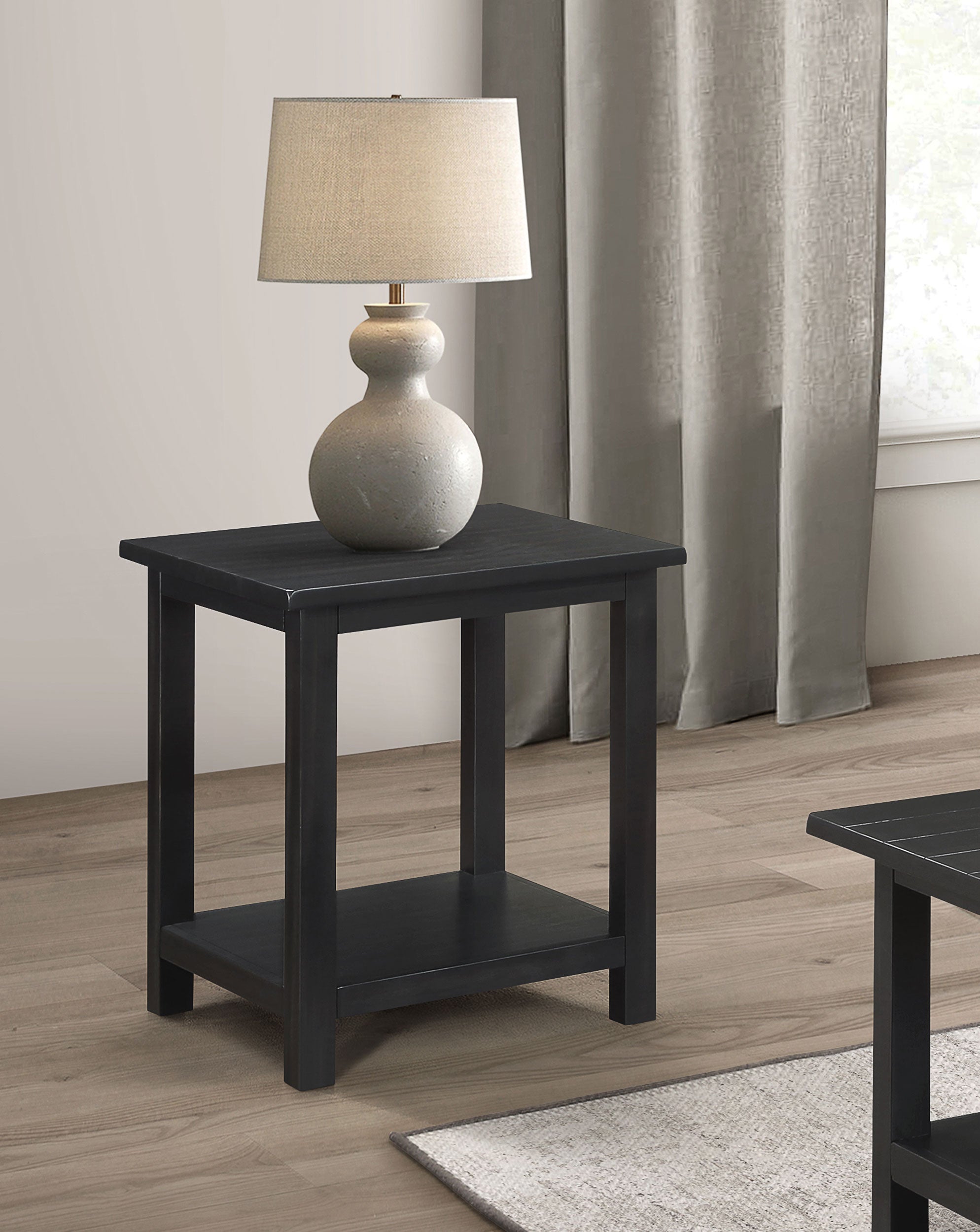 Payne Wood End Table with Shelf Distressed Java — view 2