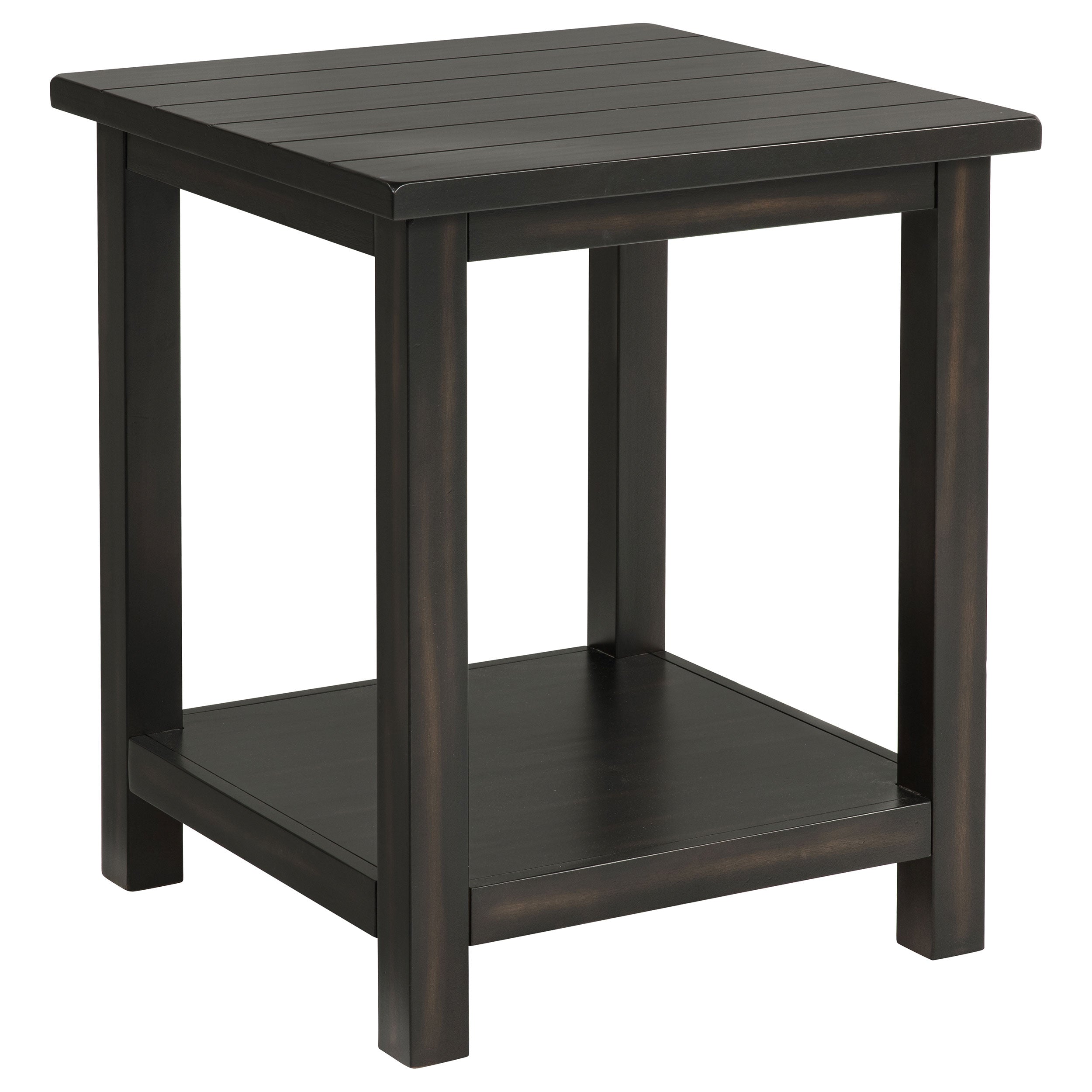 Payne Wood End Table with Shelf Distressed Java — view 1