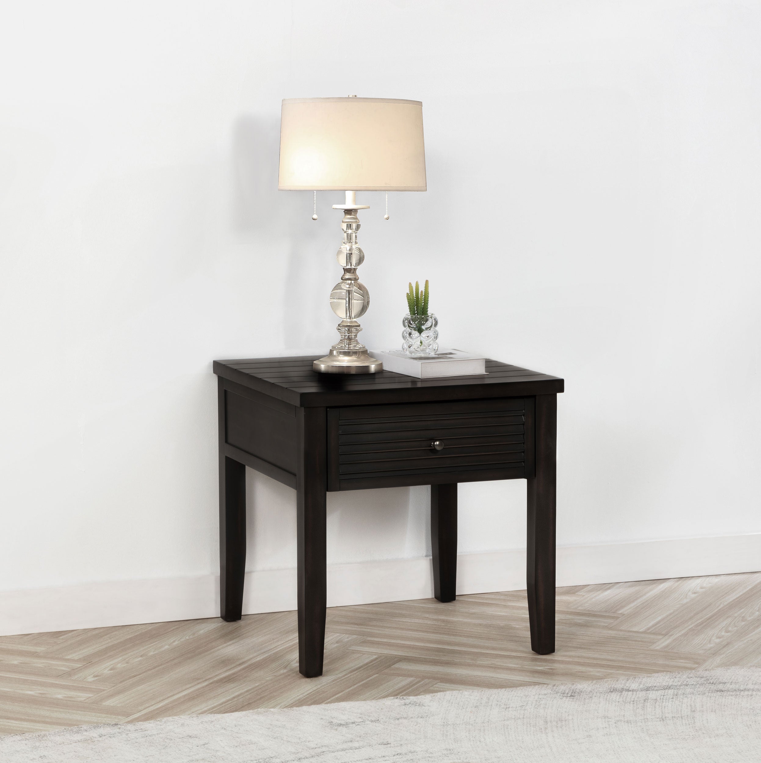 Concord 1-drawer Square End Table Distressed Java — view 2