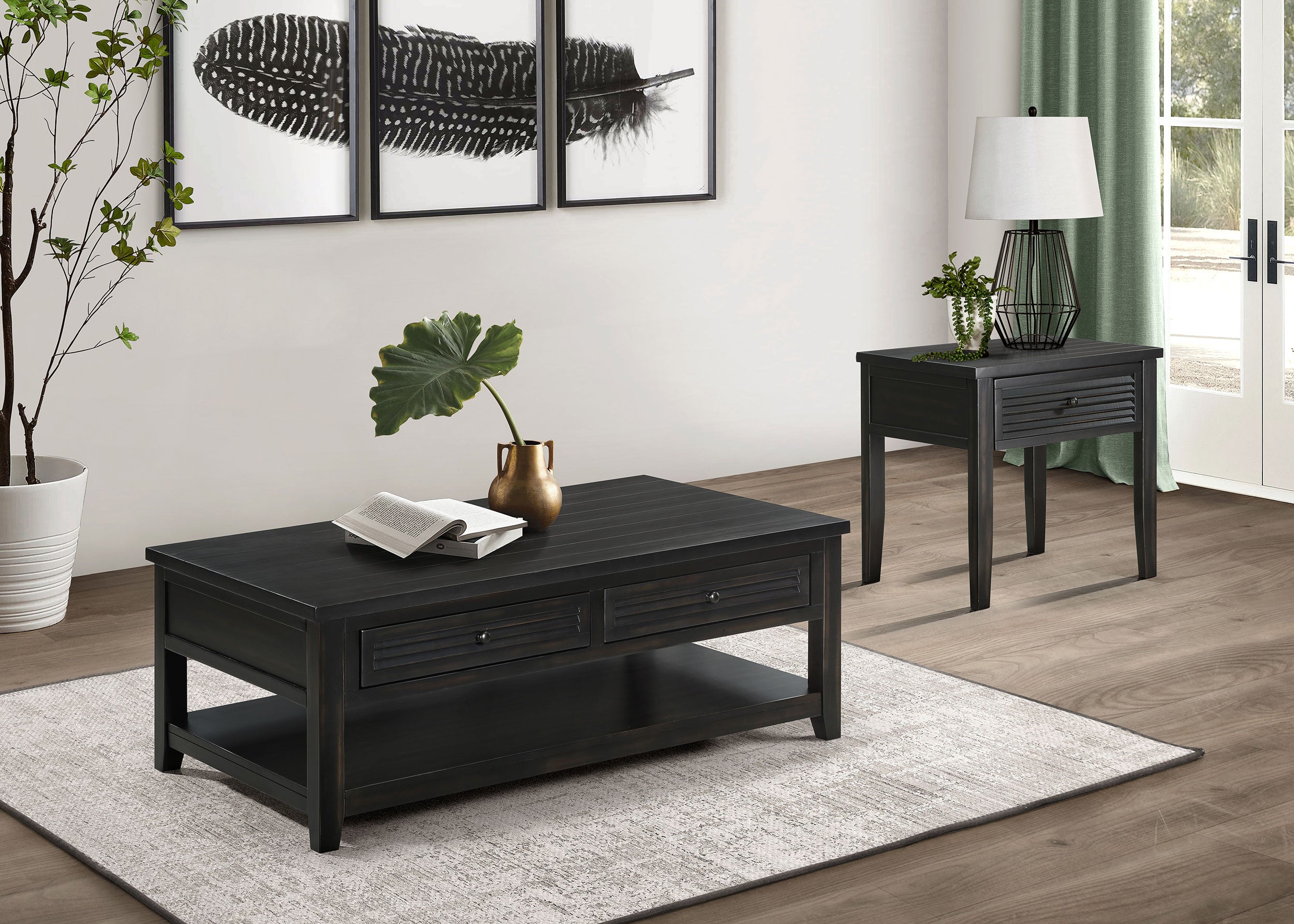 Concord 1-drawer Square End Table Distressed Java — view 10