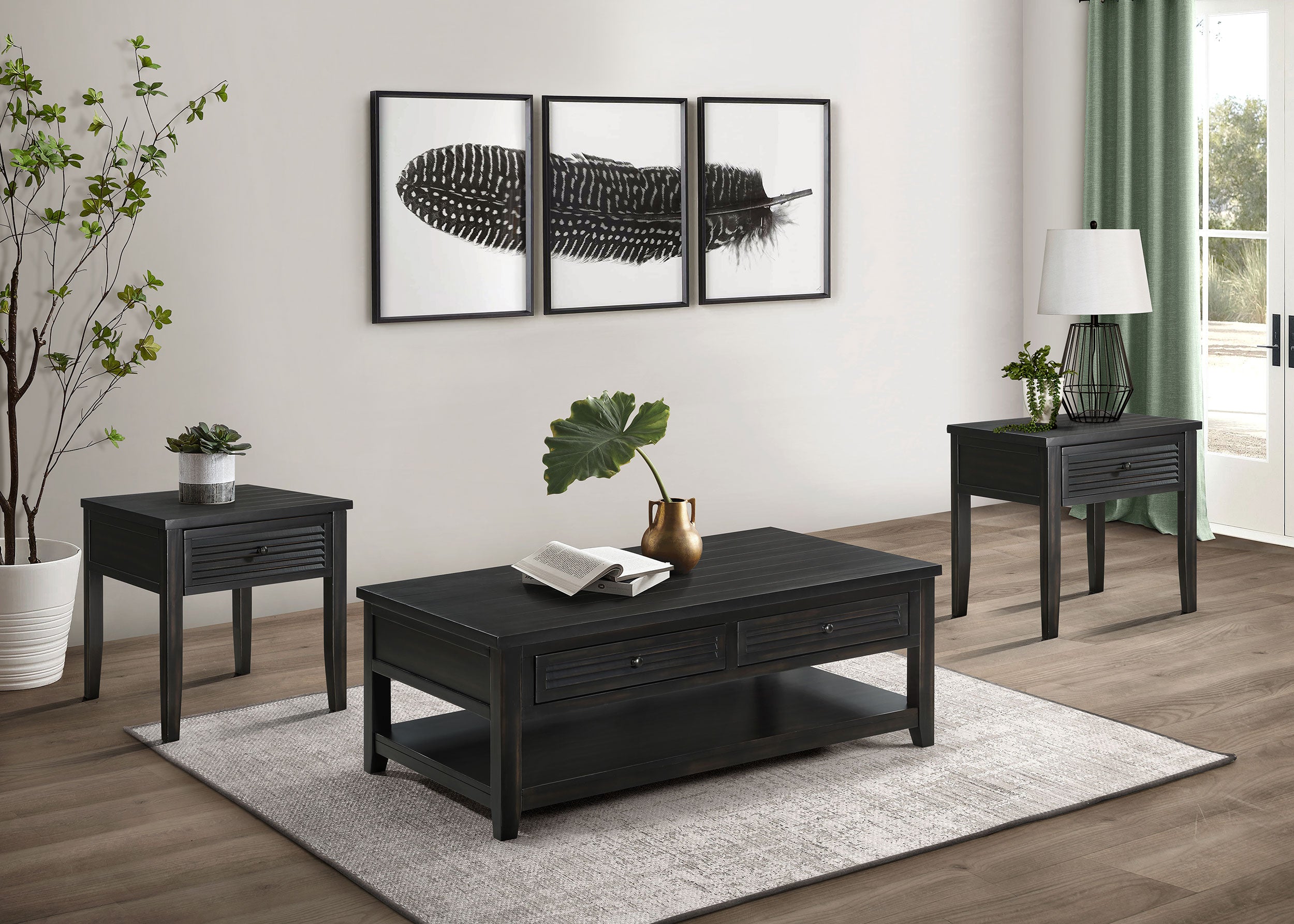 Concord 3-piece Coffee and End Table Set Distressed Java — view 1