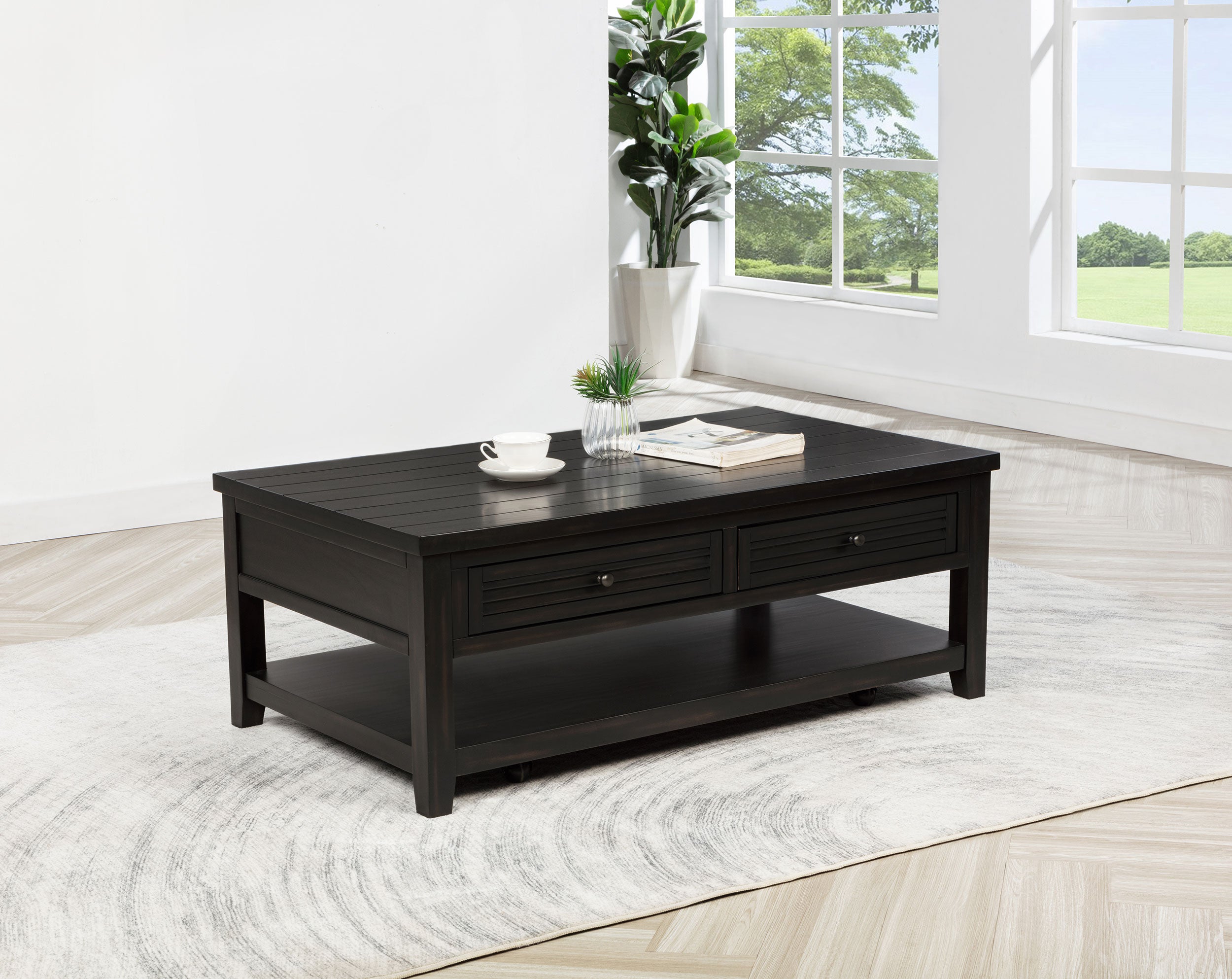 Concord 2-drawer Rectangular Coffee Table Distressed Java — view 2
