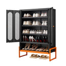 Modern Metal Shoe Cabinet With DoublebSided Mesh Doors And Adjustable Partitions