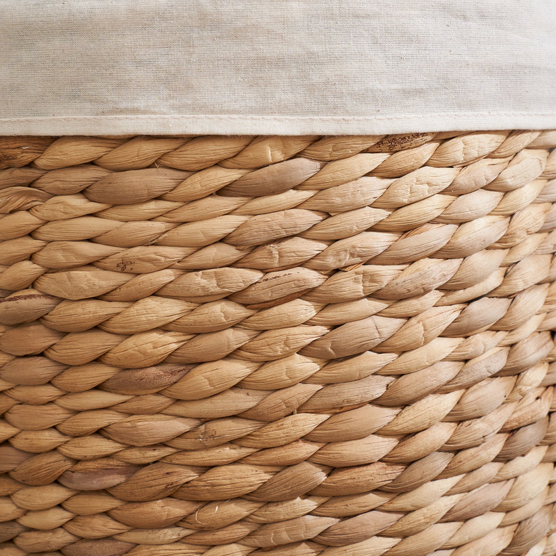 Ludmilla Round Tall Water Hyacinth Woven Wicker Laundry Hamper With Lid - For Clothes, Canvas, Toys And Book Storage With Removable Liner - 18" X 18" X 23" - Natural Brown