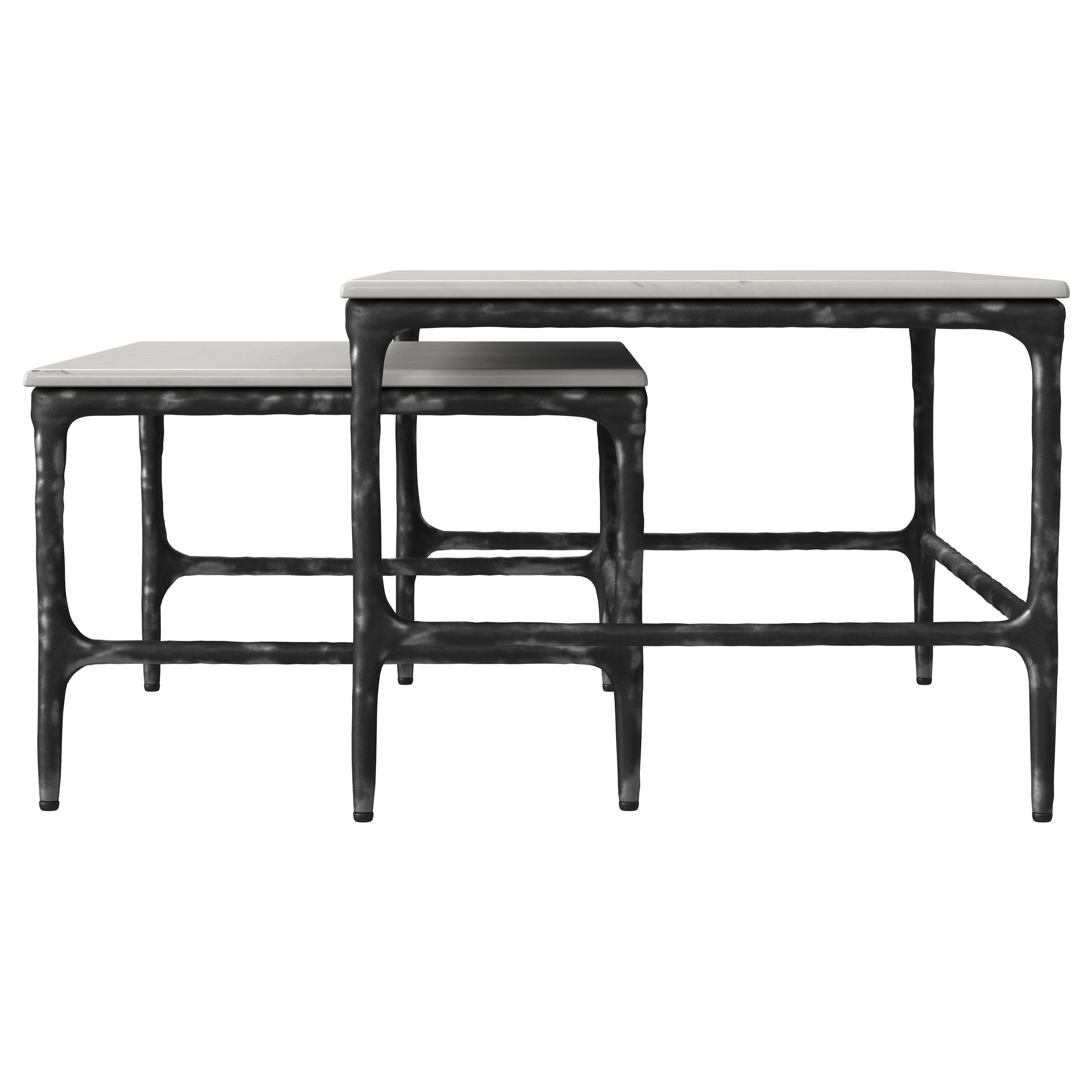 Ebby 2-piece Genuine Marble Top Nesting Coffee Tables White — view 5