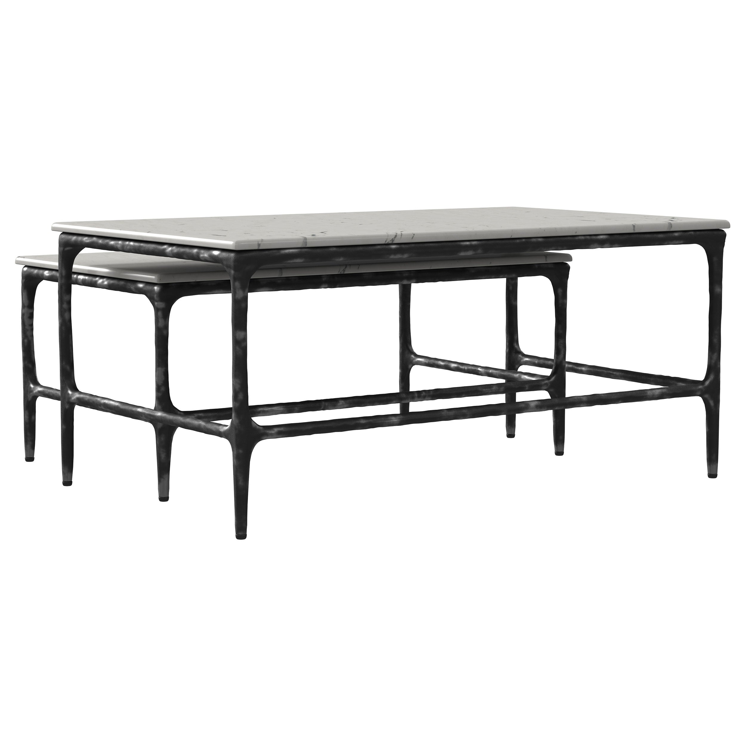 Ebby 2-piece Genuine Marble Top Nesting Coffee Tables White — view 6