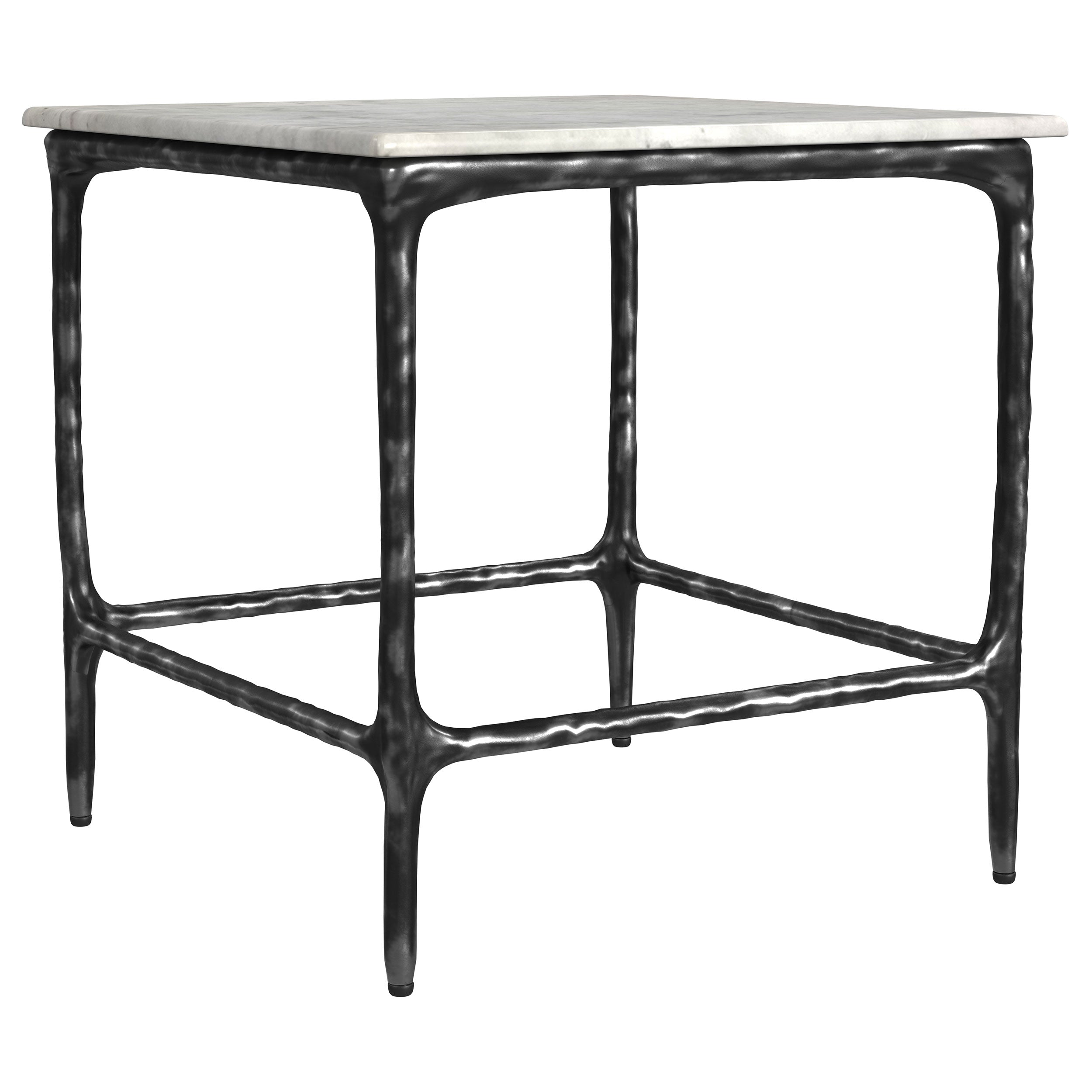 Ebby Square Genuine Marble Top Metal End Table White — view 1