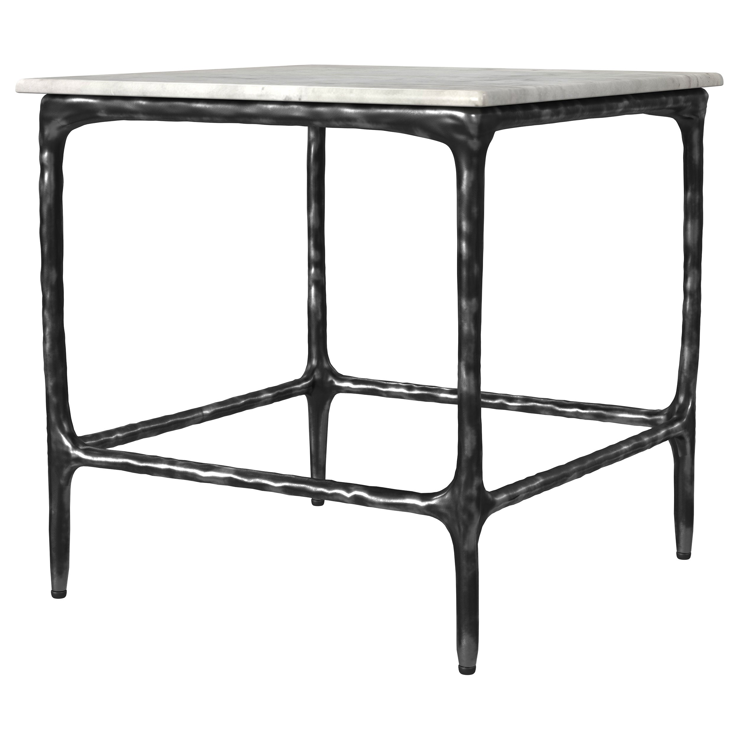 Ebby Square Genuine Marble Top Metal End Table White — view 4
