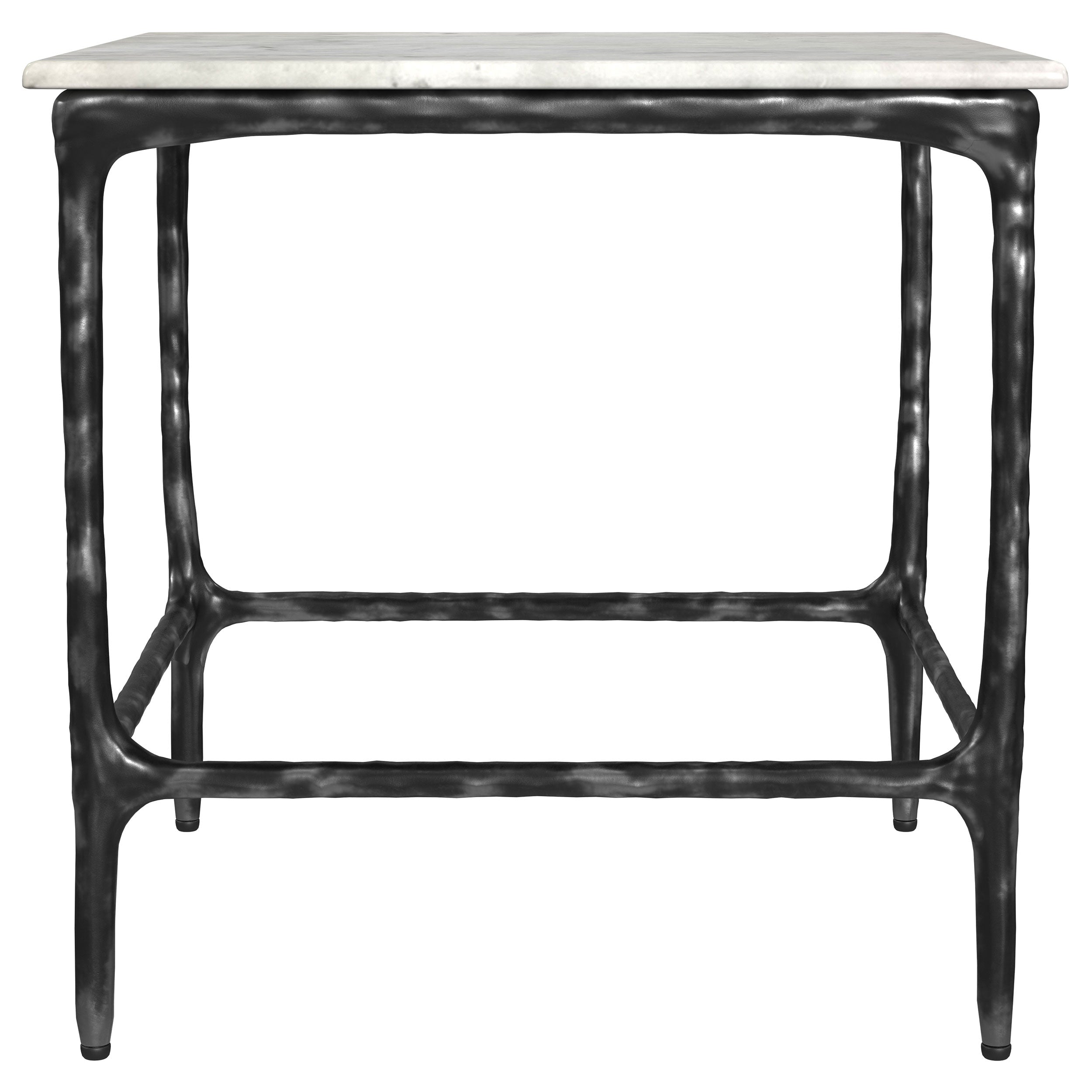 Ebby Square Genuine Marble Top Metal End Table White — view 5