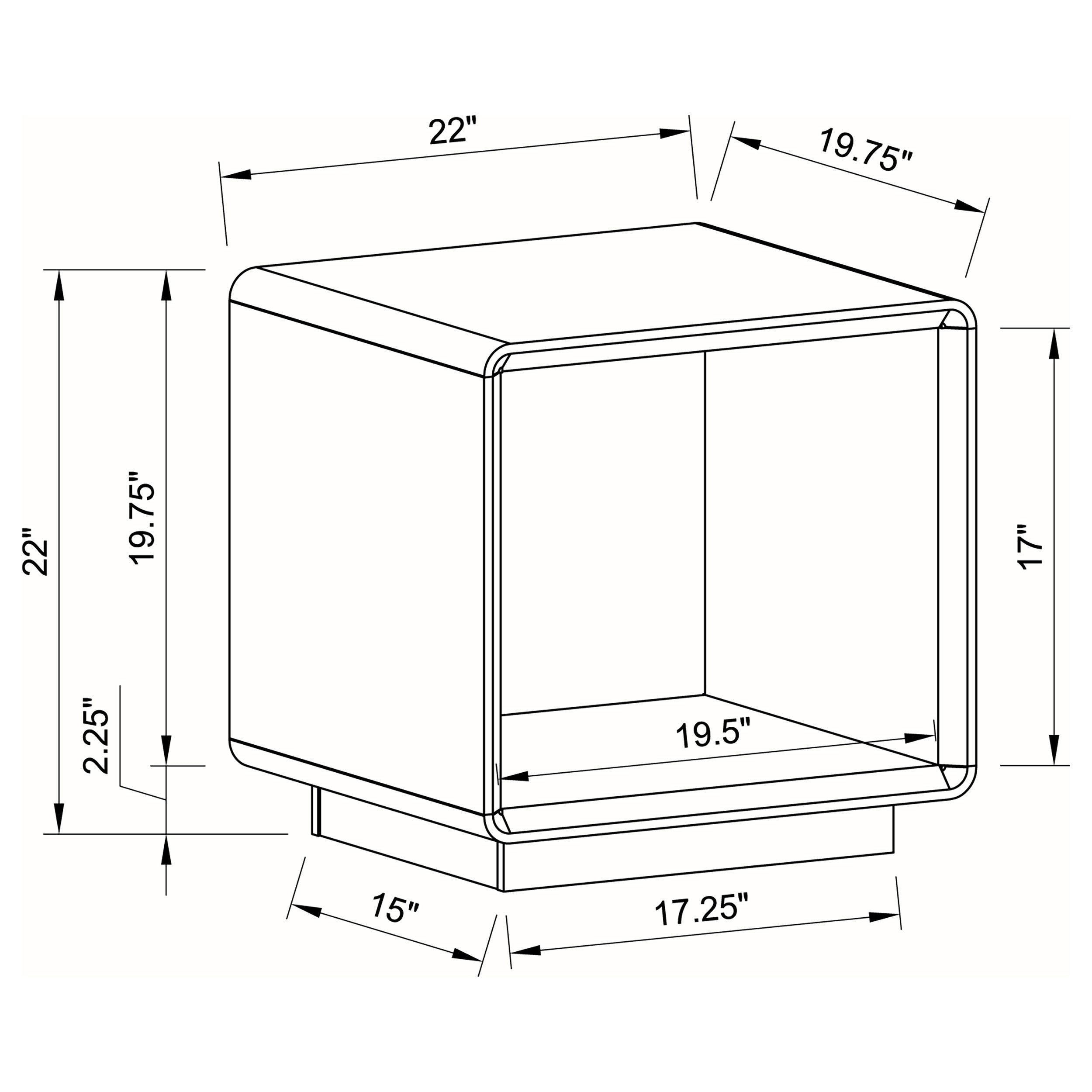Paseo Square End Side Table White High Gloss — view 6