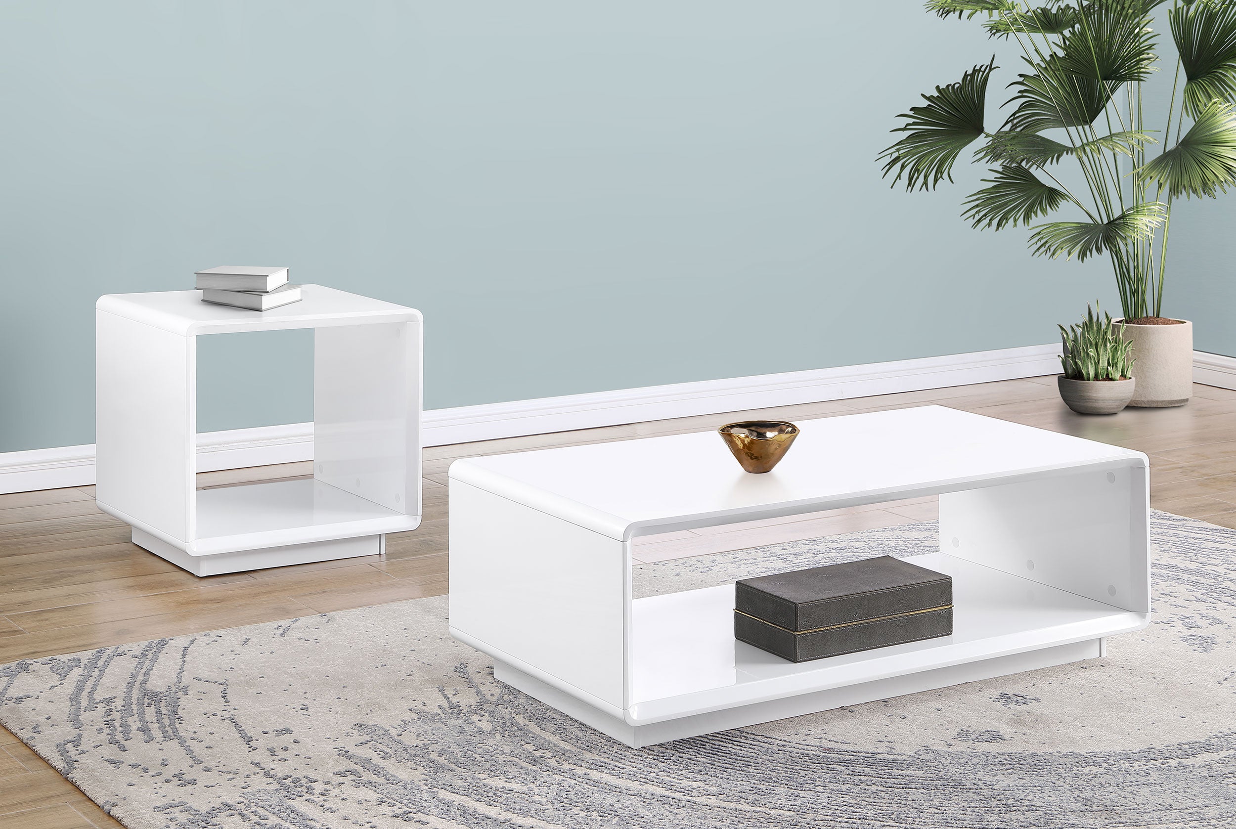 Paseo Square End Side Table White High Gloss — view 7