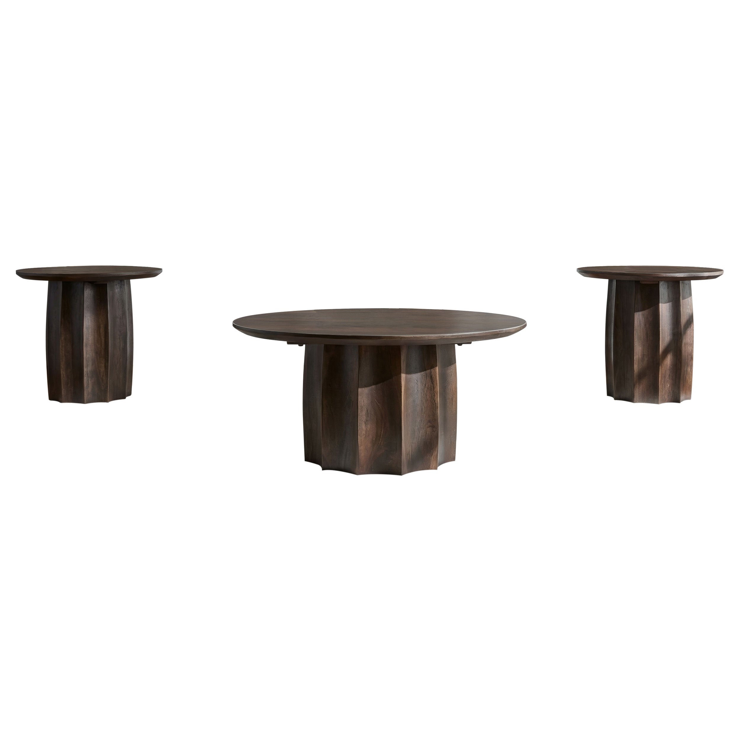 Cayenne 3-piece Solid Mango Wood Coffee Table Set Walnut — view 2