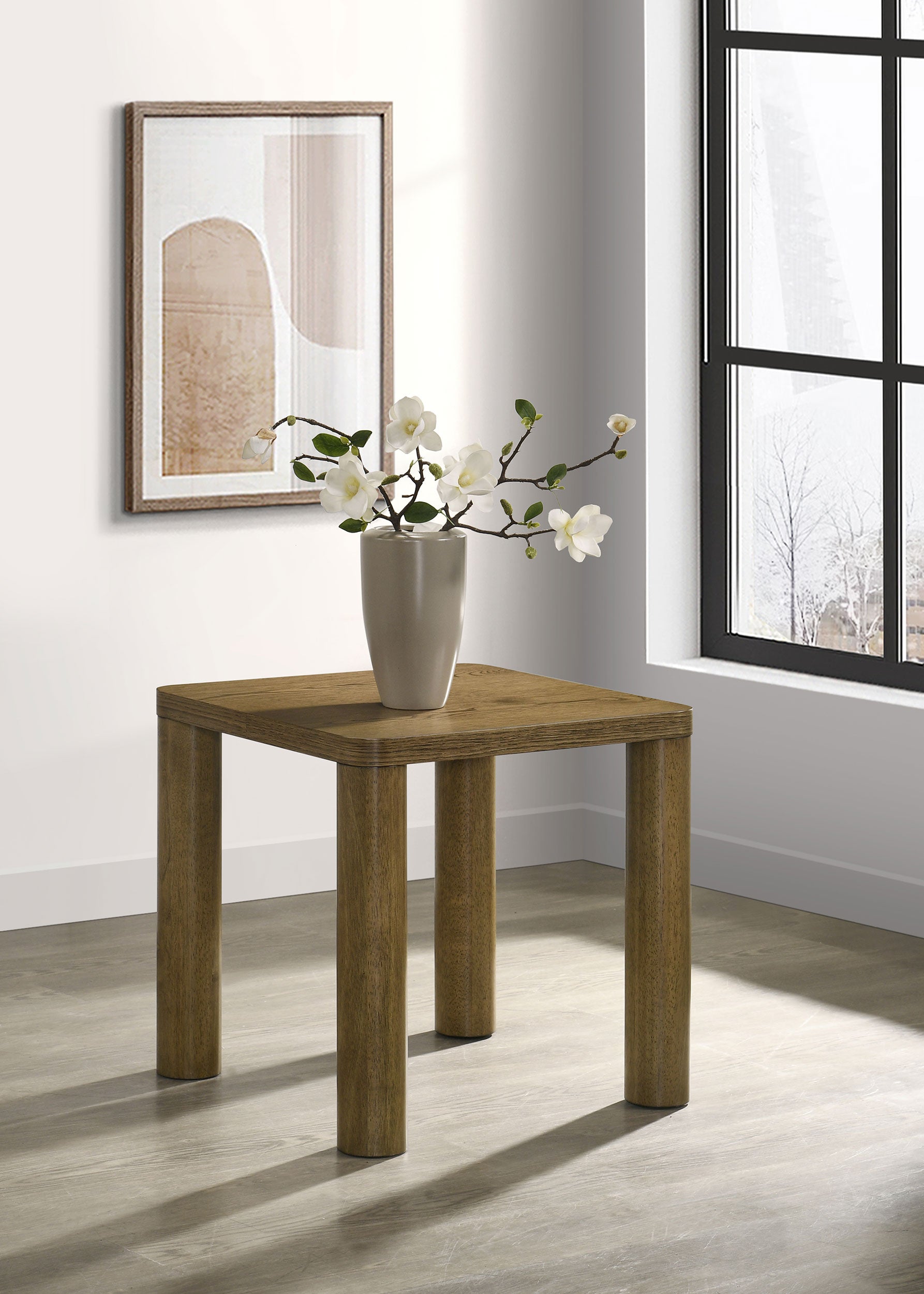 Castlewood Engineered Wood Accent Side End Table Brown Oak — view 2