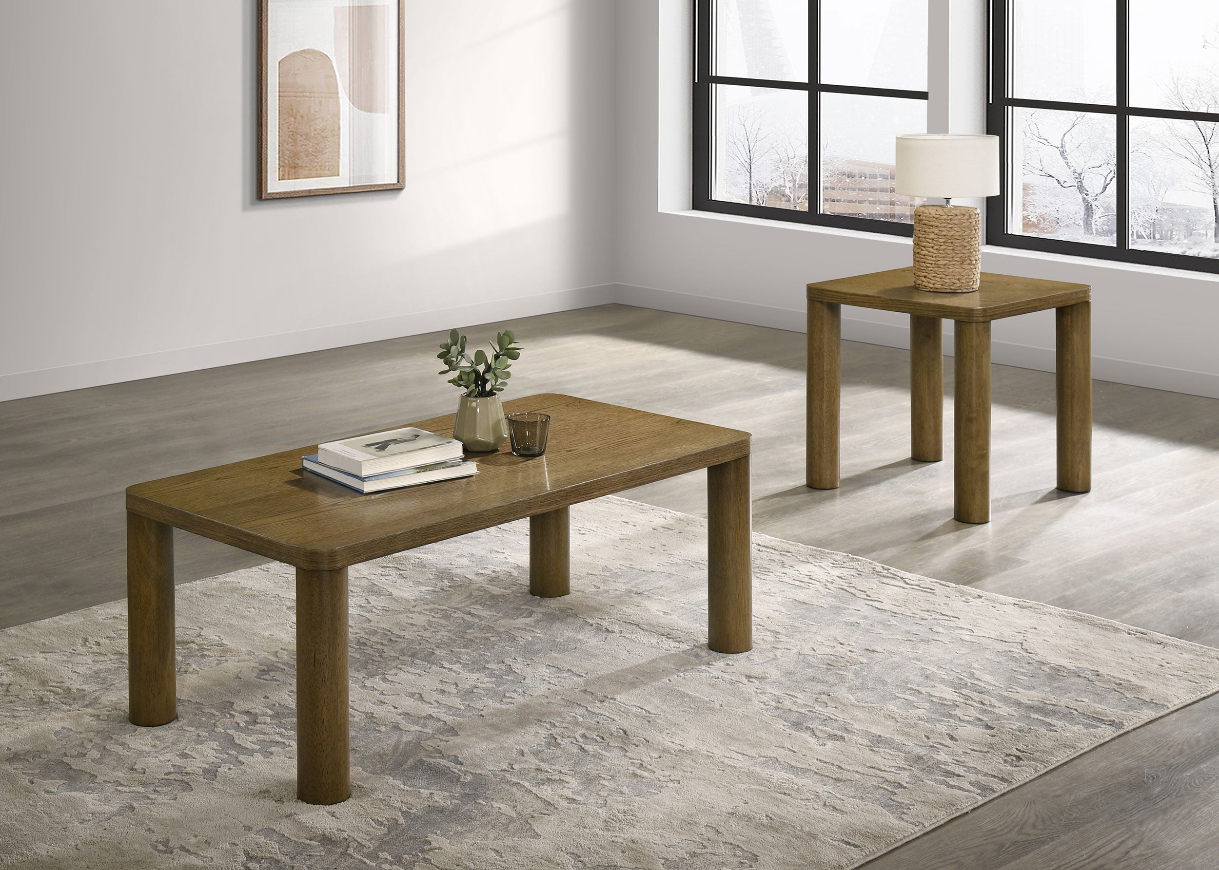 Castlewood Engineered Wood Accent Side End Table Brown Oak — view 9