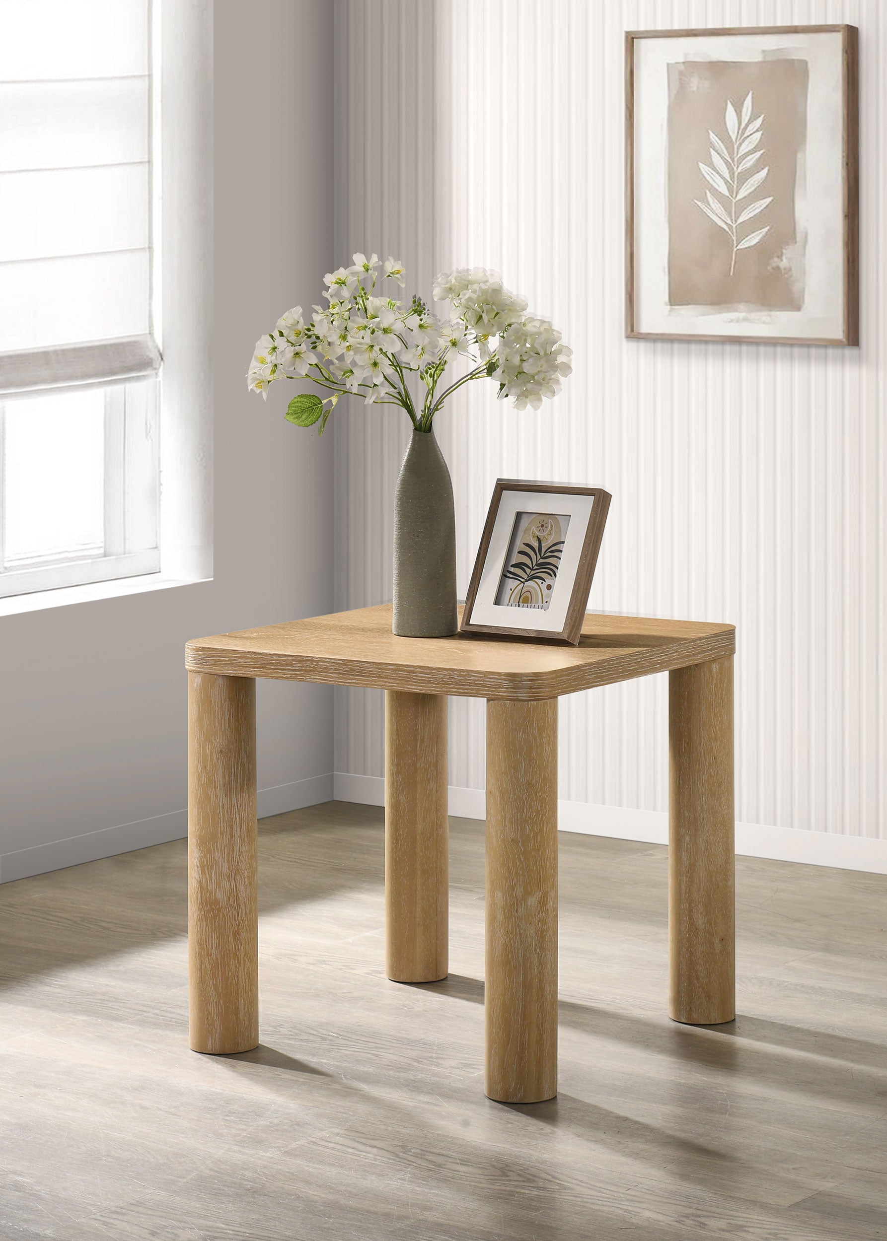 Castlewood Engineered Wood Accent Side End Table Light Oak — view 2
