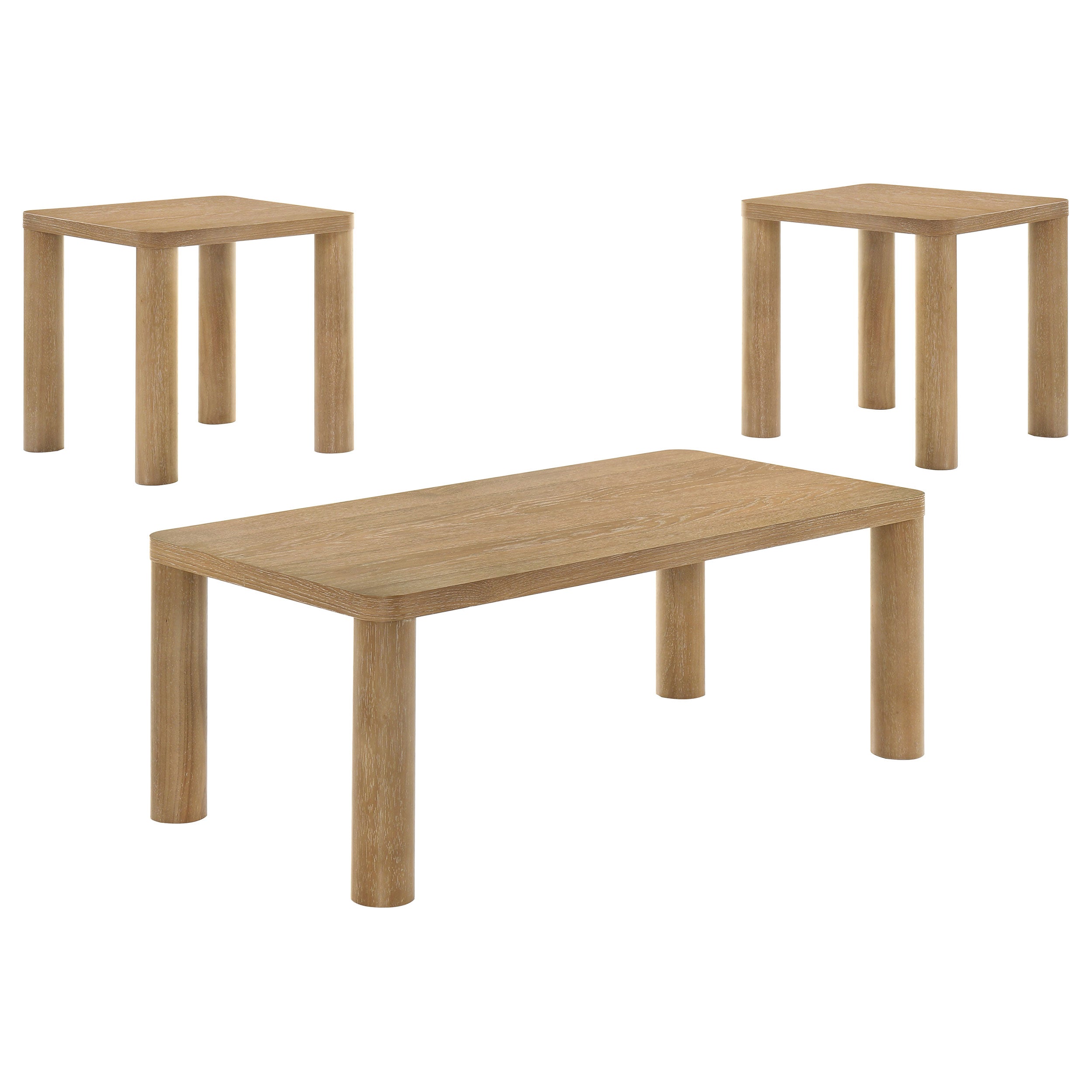 Castlewood 3-piece Cocktail Coffee Table Set Light Oak — view 2
