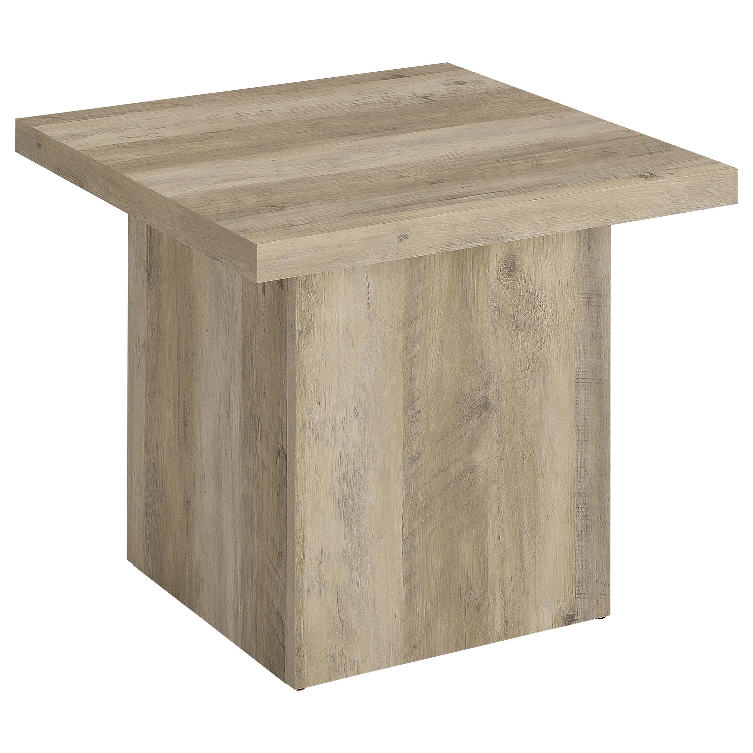 Devar Square Engineered Wood End Table Distressed Pine — view 1