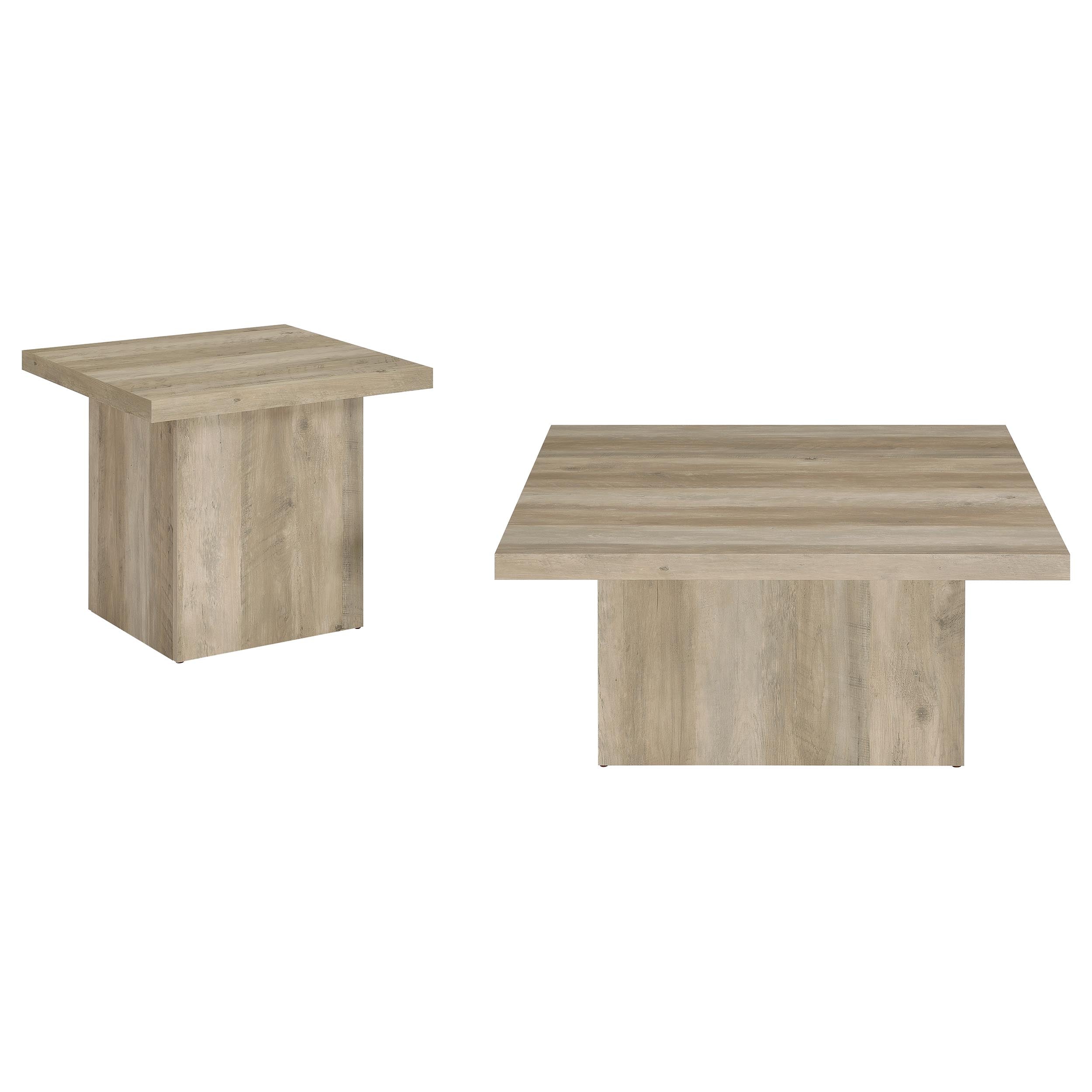 Devar 2-piece Square Coffee End Table Set Distressed Pine — view 2