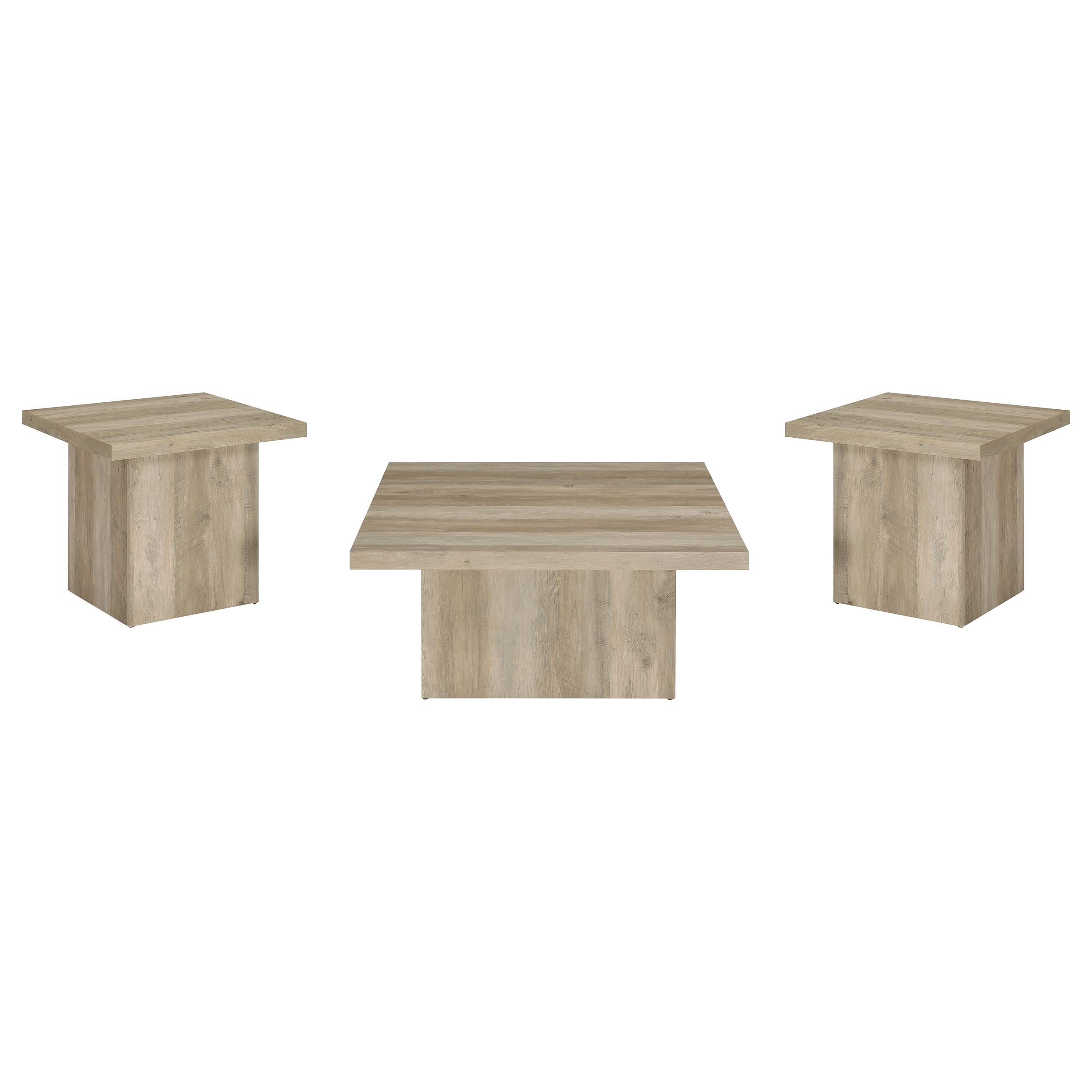 Devar 3-piece Square Coffee End Table Set Distressed Pine — view 2