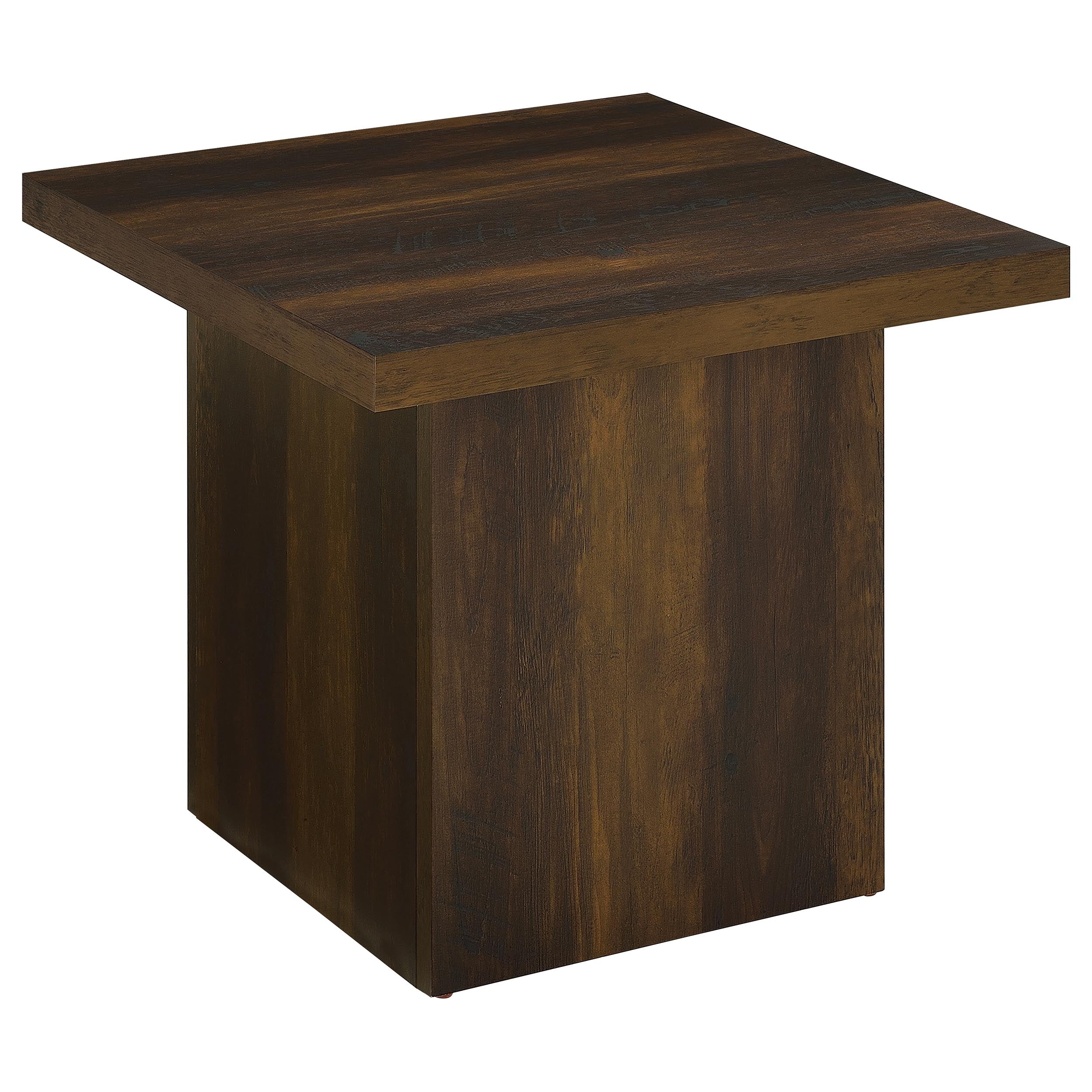 Devar Square Engineered Wood Side End Table Dark Pine — view 1