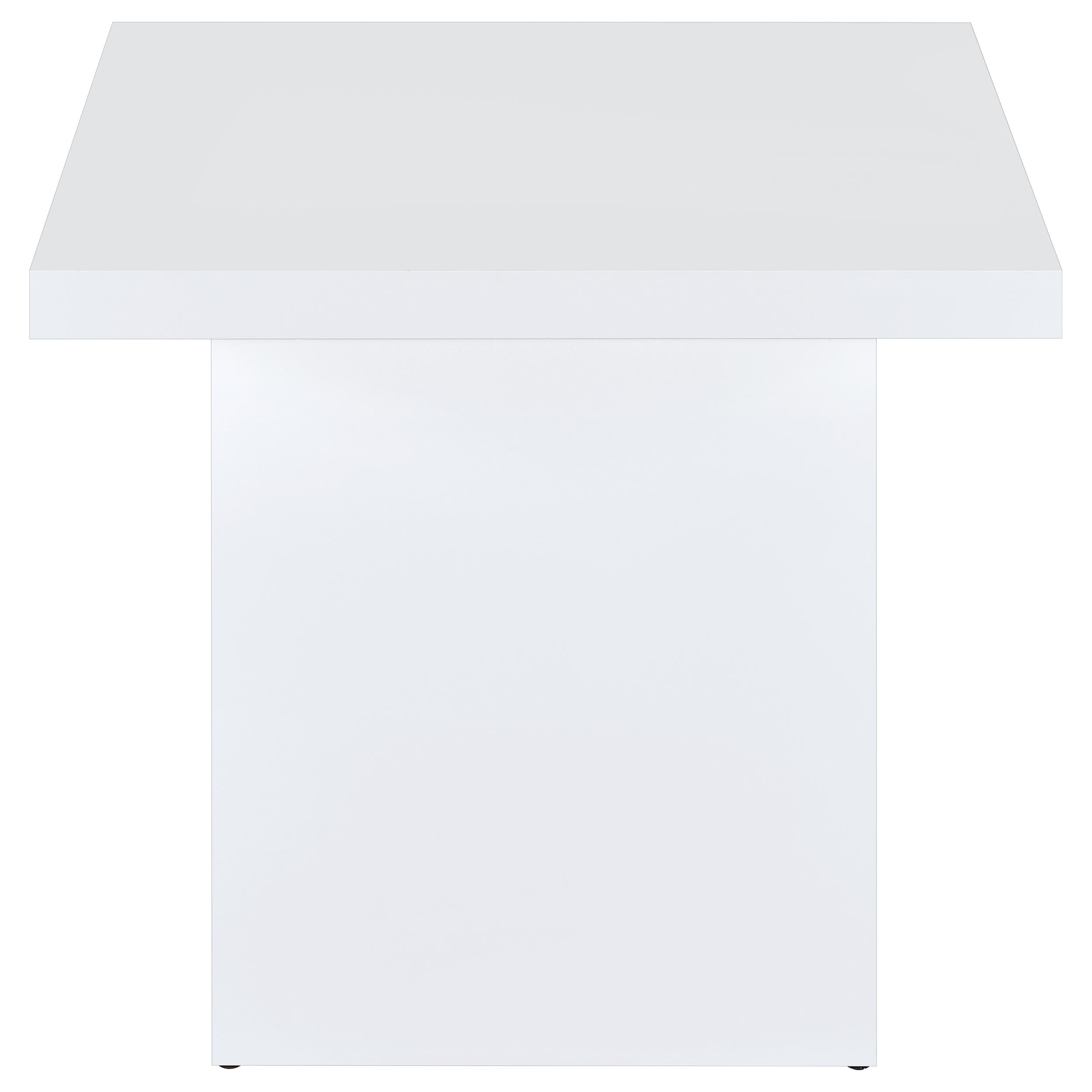 Devar Square Engineered Wood Side End Table White High Gloss — view 3