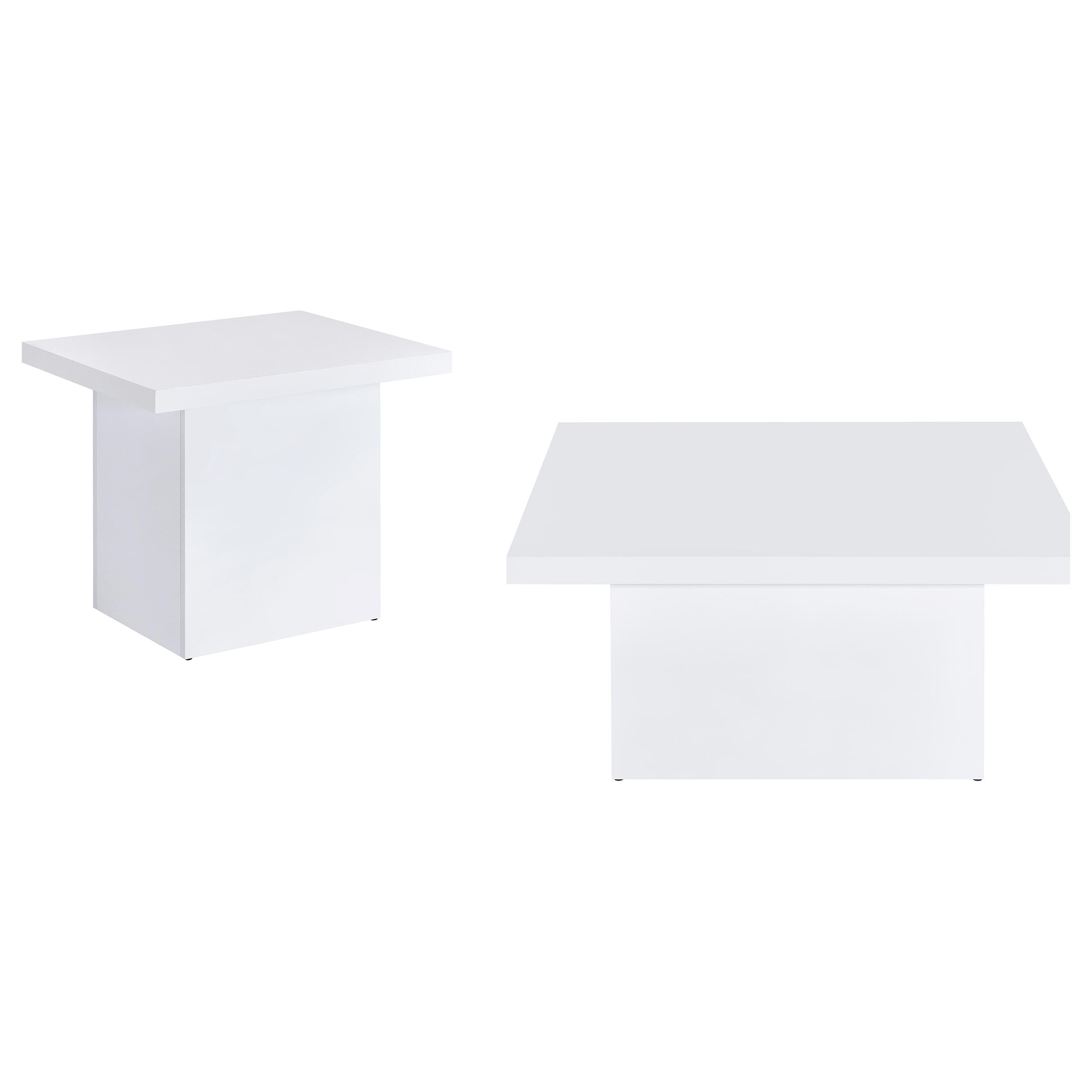Devar 2-piece Square Coffee End Table Set White High Gloss — view 2