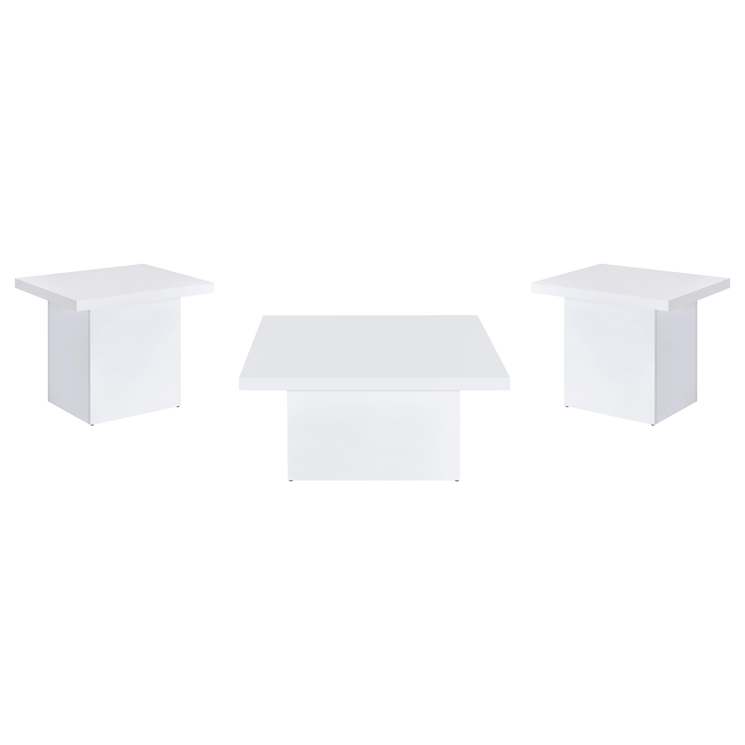 Devar 3-piece Square Coffee End Table Set White High Gloss — view 2