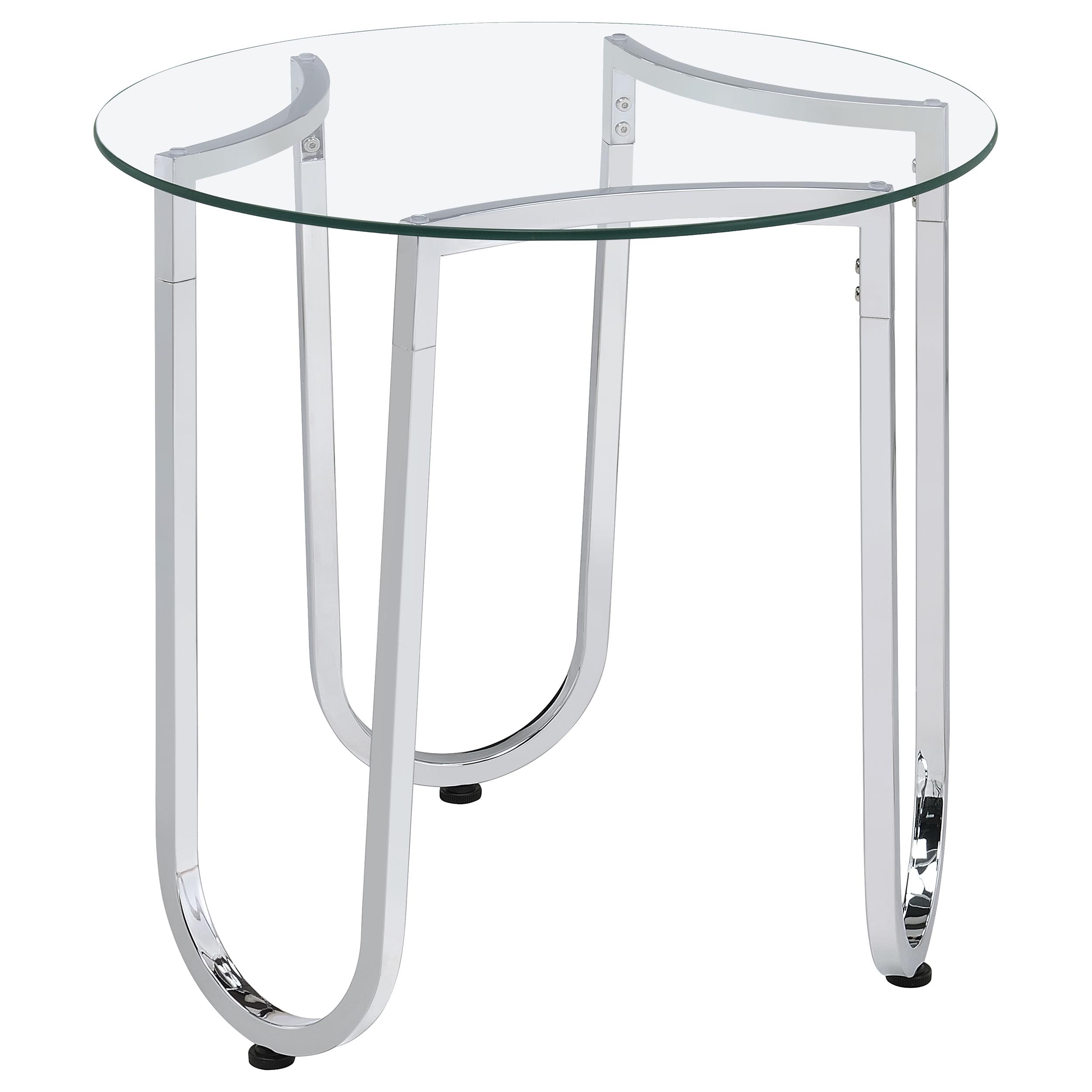 Beller 2-piece Round Tempered Glass Top Coffee Table Set Chrome — view 3