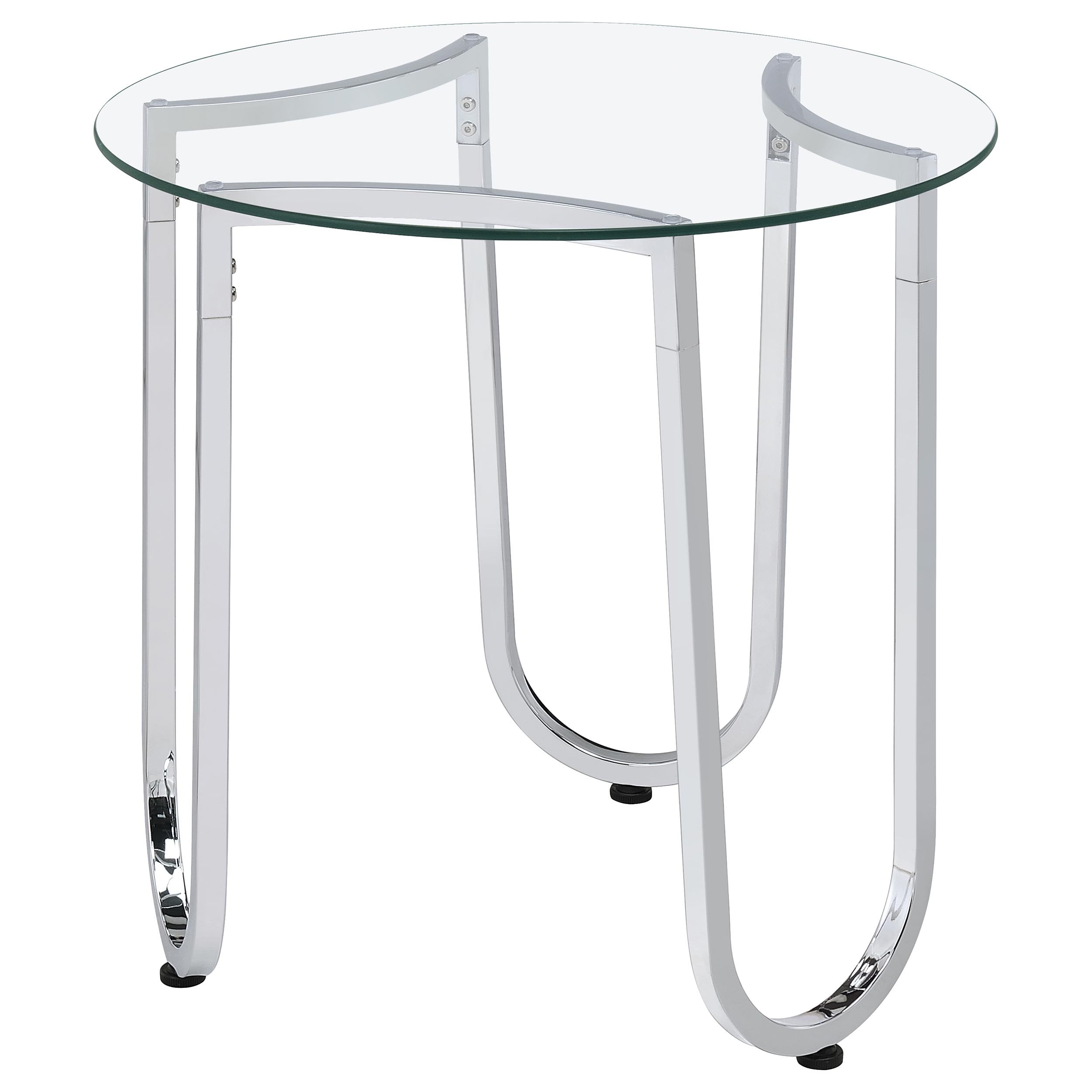 Beller 2-piece Round Tempered Glass Top Coffee Table Set Chrome — view 5
