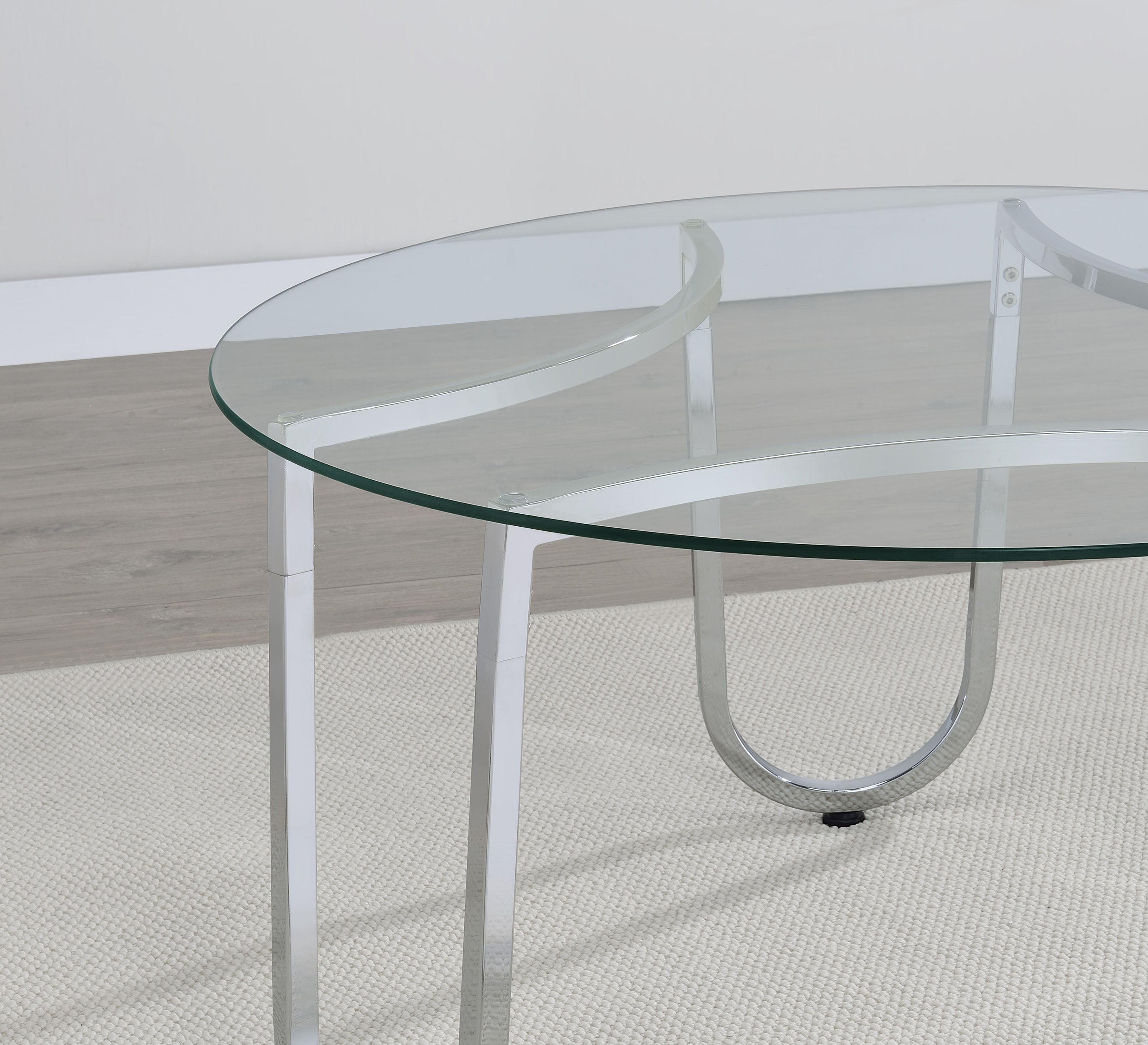 Beller 2-piece Round Tempered Glass Top Coffee Table Set Chrome — view 11