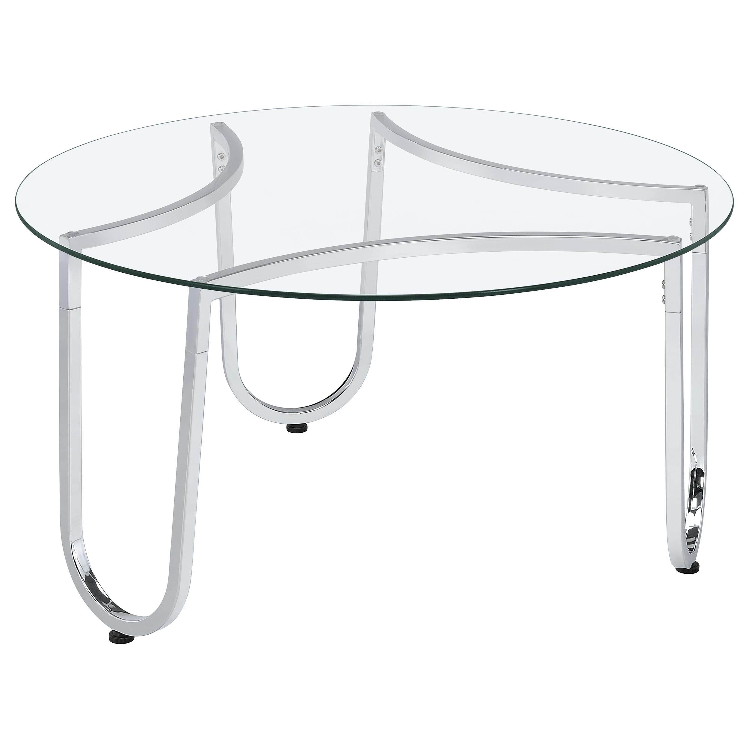 Beller 3-piece Round Tempered Glass Top Coffee Table Set Chrome — view 7
