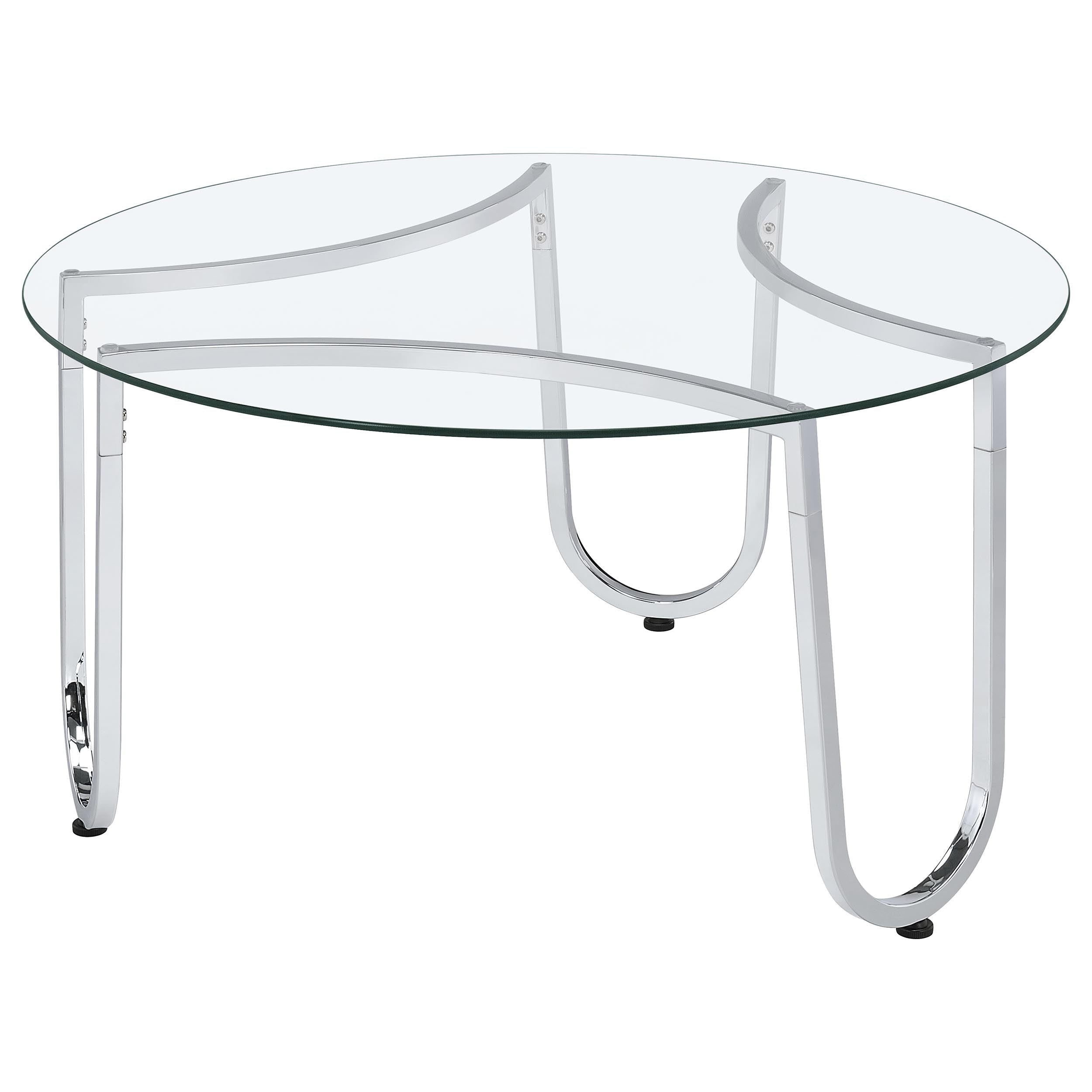 Beller 3-piece Round Tempered Glass Top Coffee Table Set Chrome — view 9